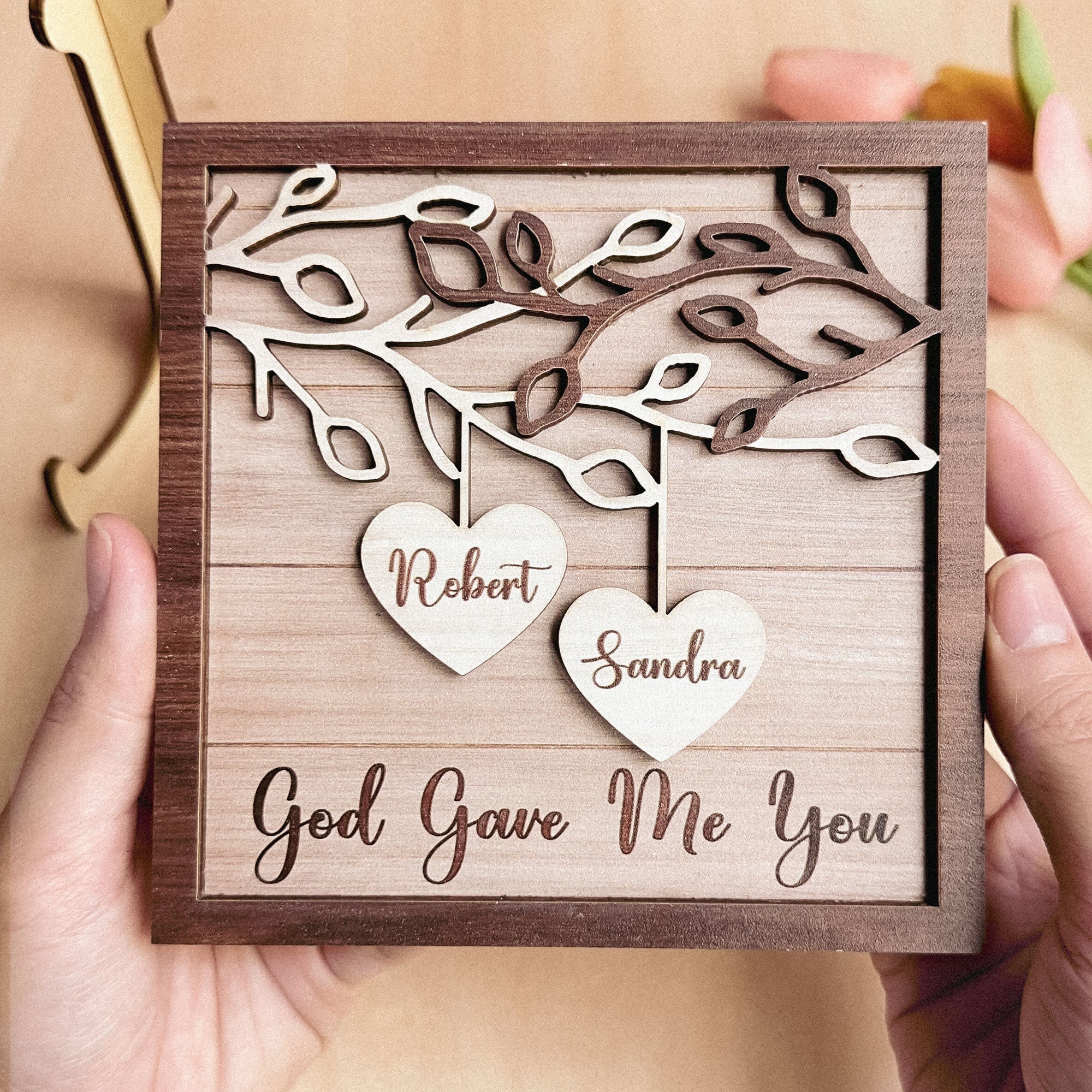 God Gave Me You - Personalized 2 Layers Wooden Plaque - Image 2