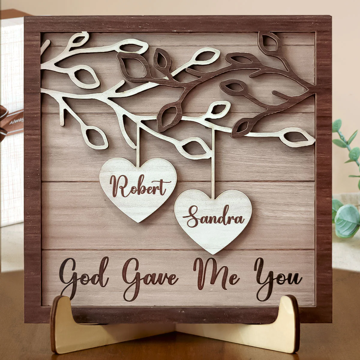 God Gave Me You - Personalized 2 Layers Wooden Plaque - Image 4