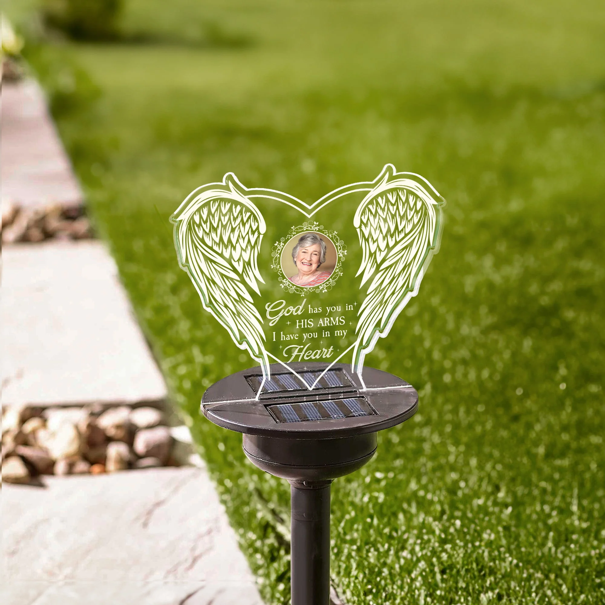 God Has You In His Arms I Have You In My Heart - Personalized Photo Solar Light - Image 2