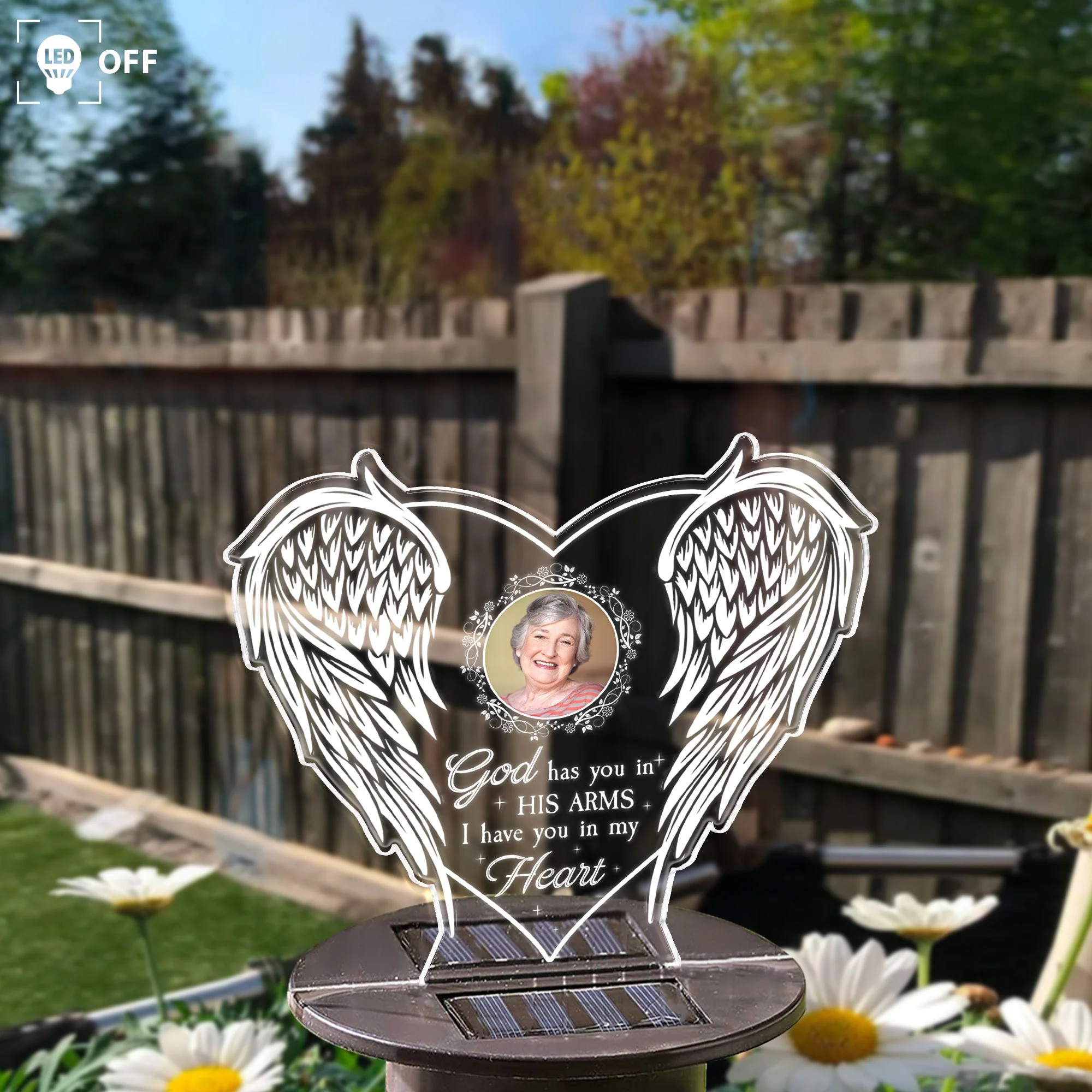 God Has You In His Arms I Have You In My Heart - Personalized Photo Solar Light - Image 5