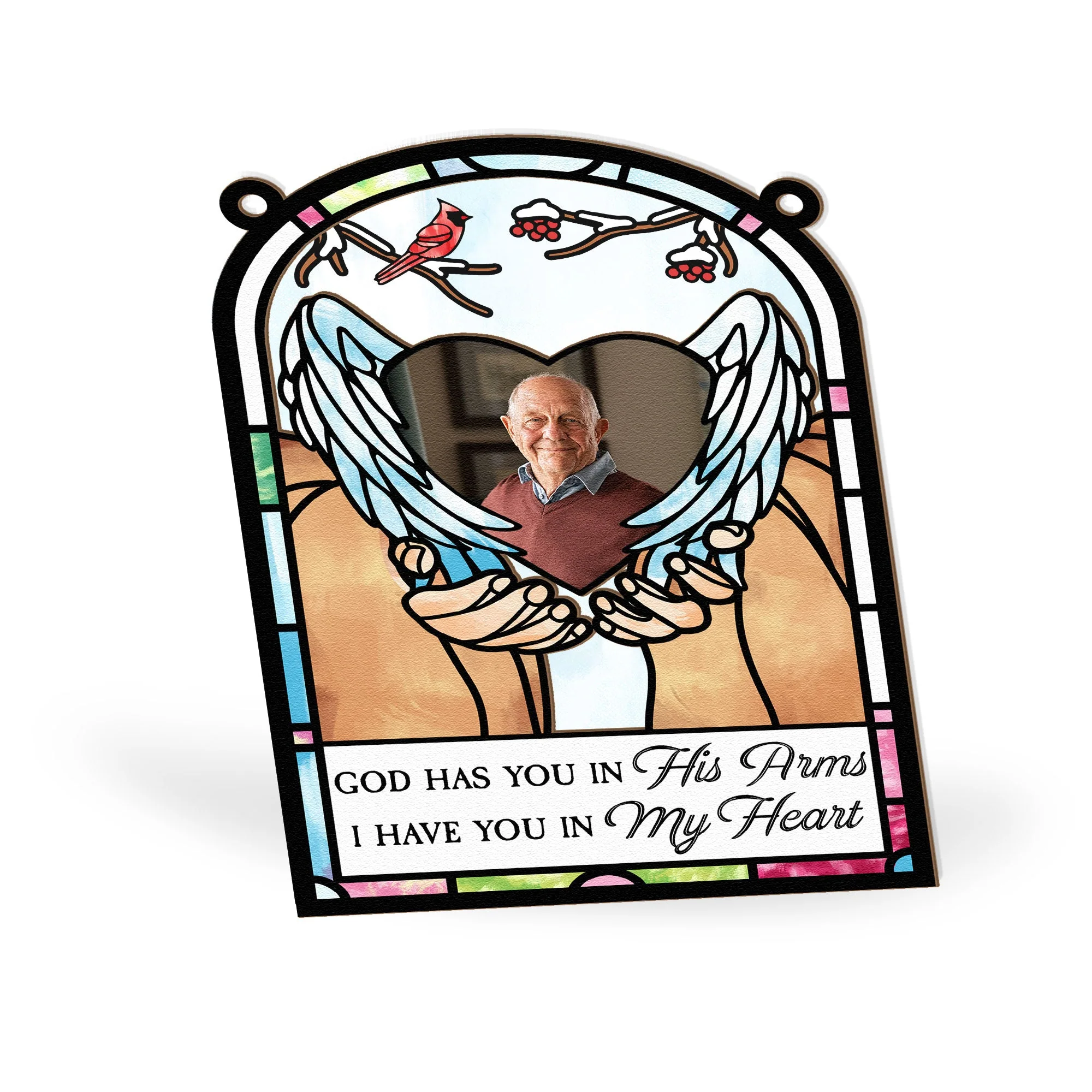 God Has You In His Arms - Personalized Window Hanging Suncatcher Photo Ornament - Image 5