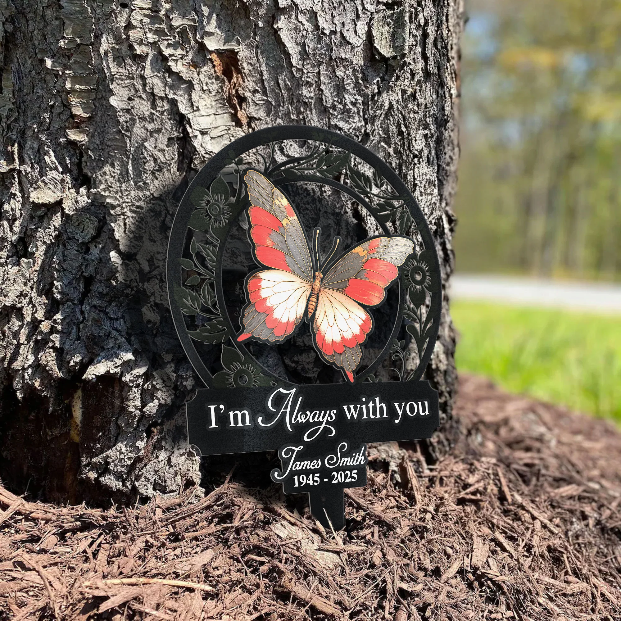 God Has You In His Arms Sympathy Remembrance - Personalized Photo Metal Garden Stake - Image 4
