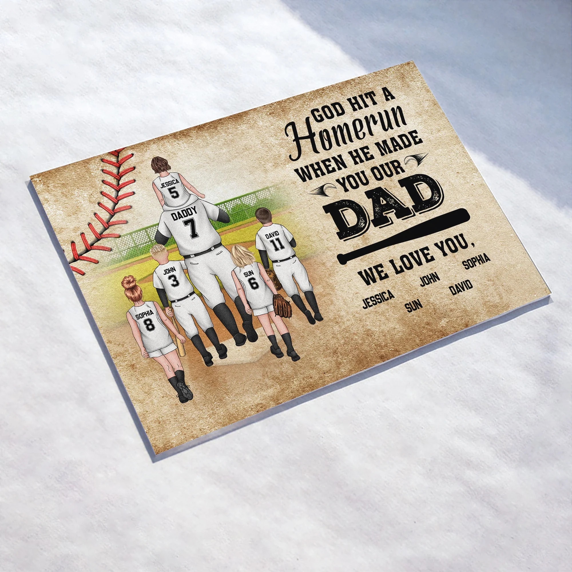 God Hit A Homerun When He Made You Our Dad - Personalized Acrylic Plaque - Image 2