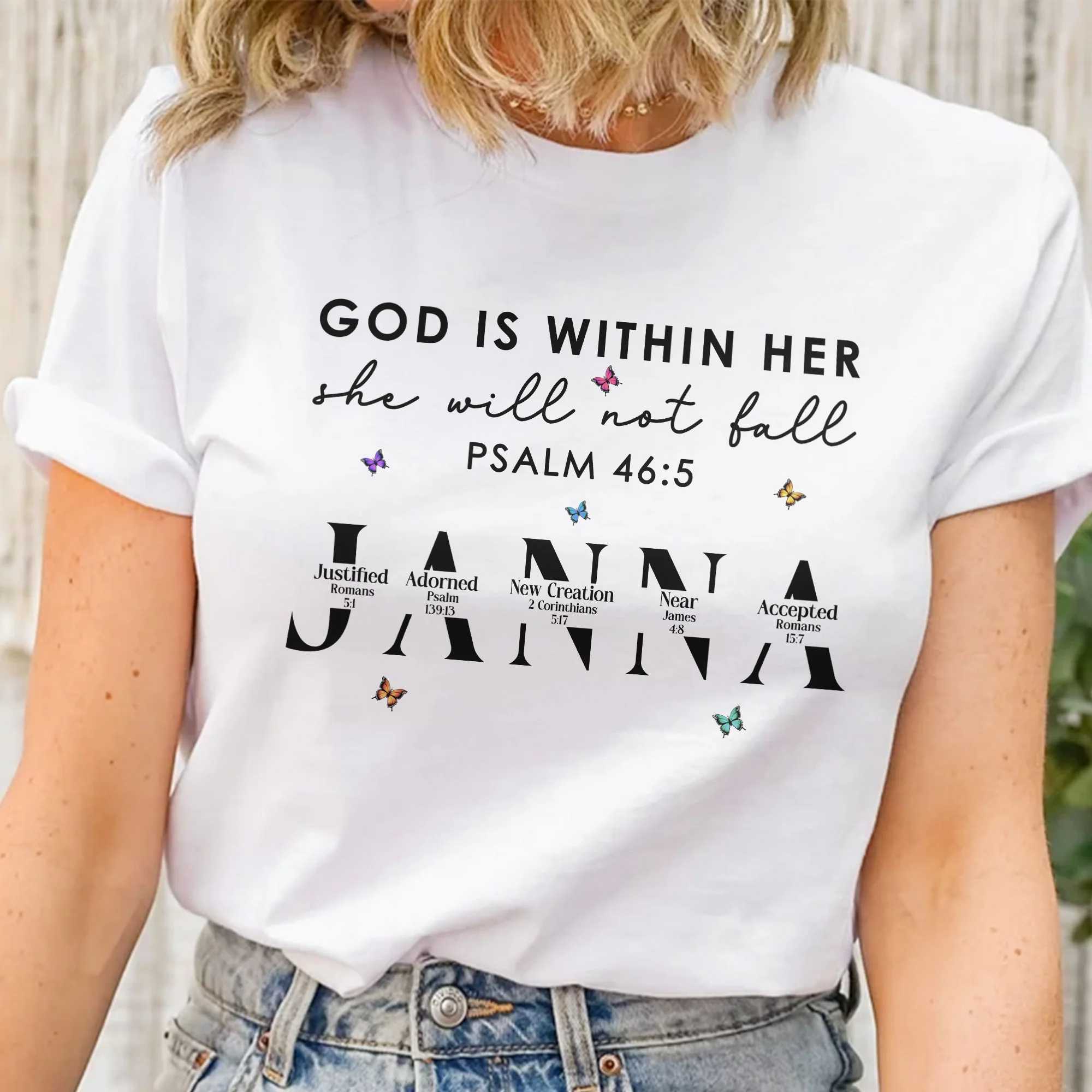God Is Within Her She Will Not Fall With Name Letter In Bible - Personalized Shirt - Image 2