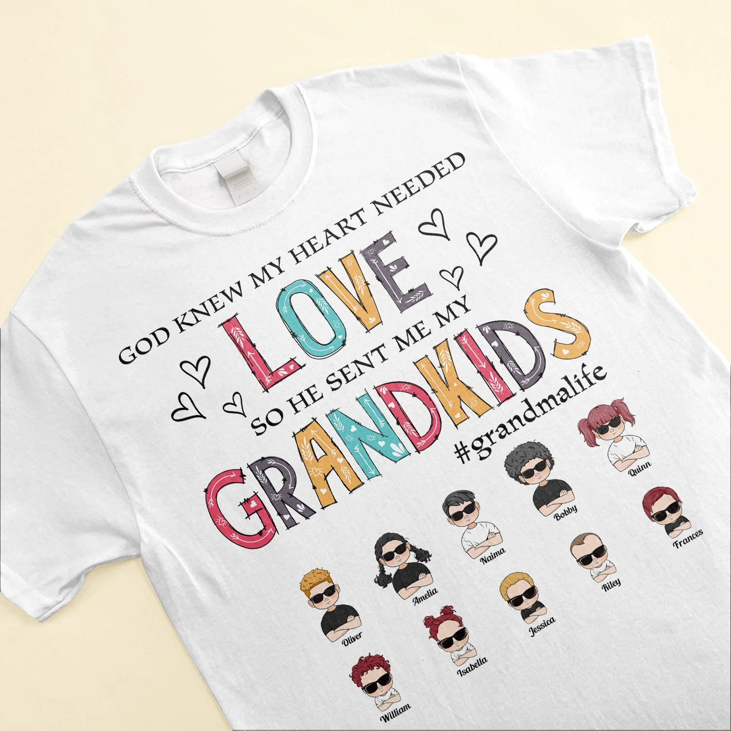 God Knew My Heart Needed Love Grandma Life - Personalized Shirt - Birthday Mother's Day Gift For Grandma, Nana, Mom, Wife - Gift From Husband - Image 3