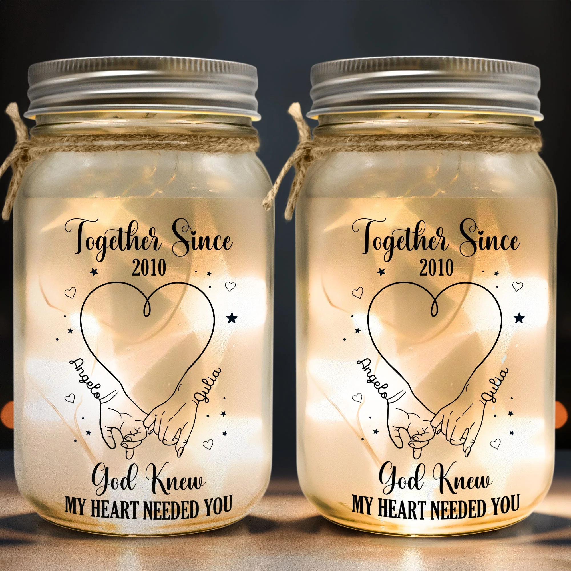 God Knew My Heart Needed You - Personalized Mason Jar Light - Image 7
