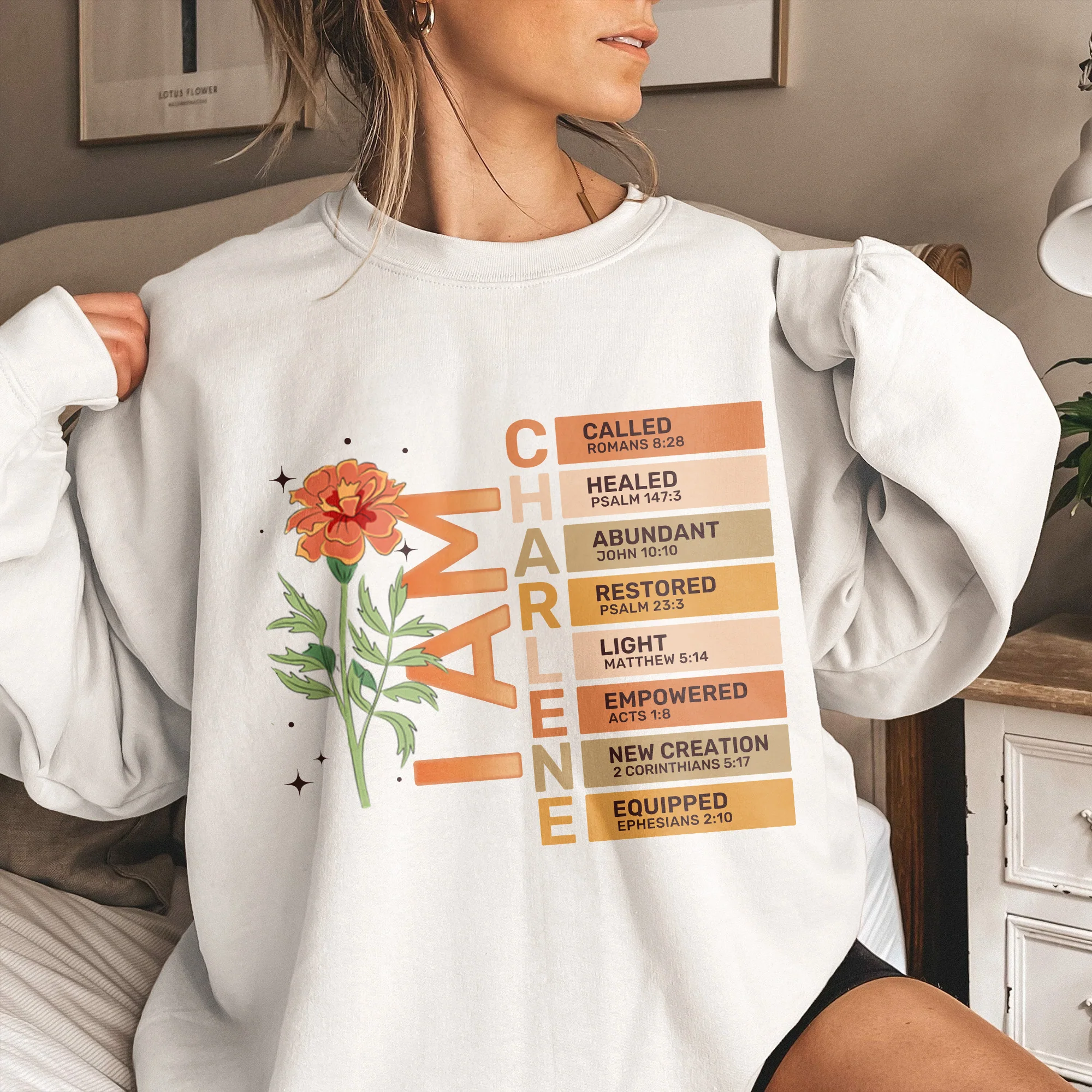 God Say I Am With Birth Flower And Bible Verses - Personalized Shirt - Image 4