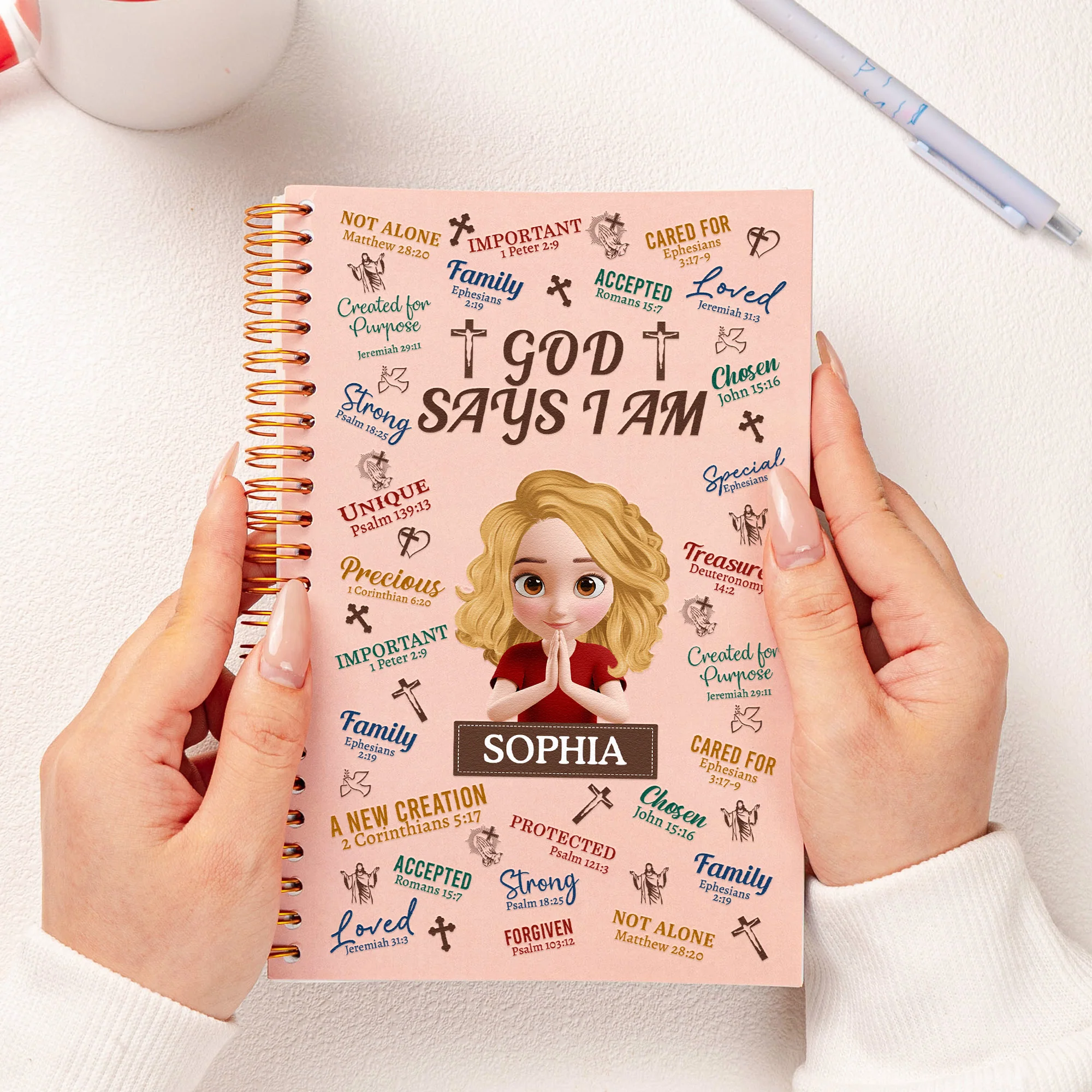 God Says I Am Bible Verse Affirmations Religious Gift - Personalized Prayer Journal - Image 4