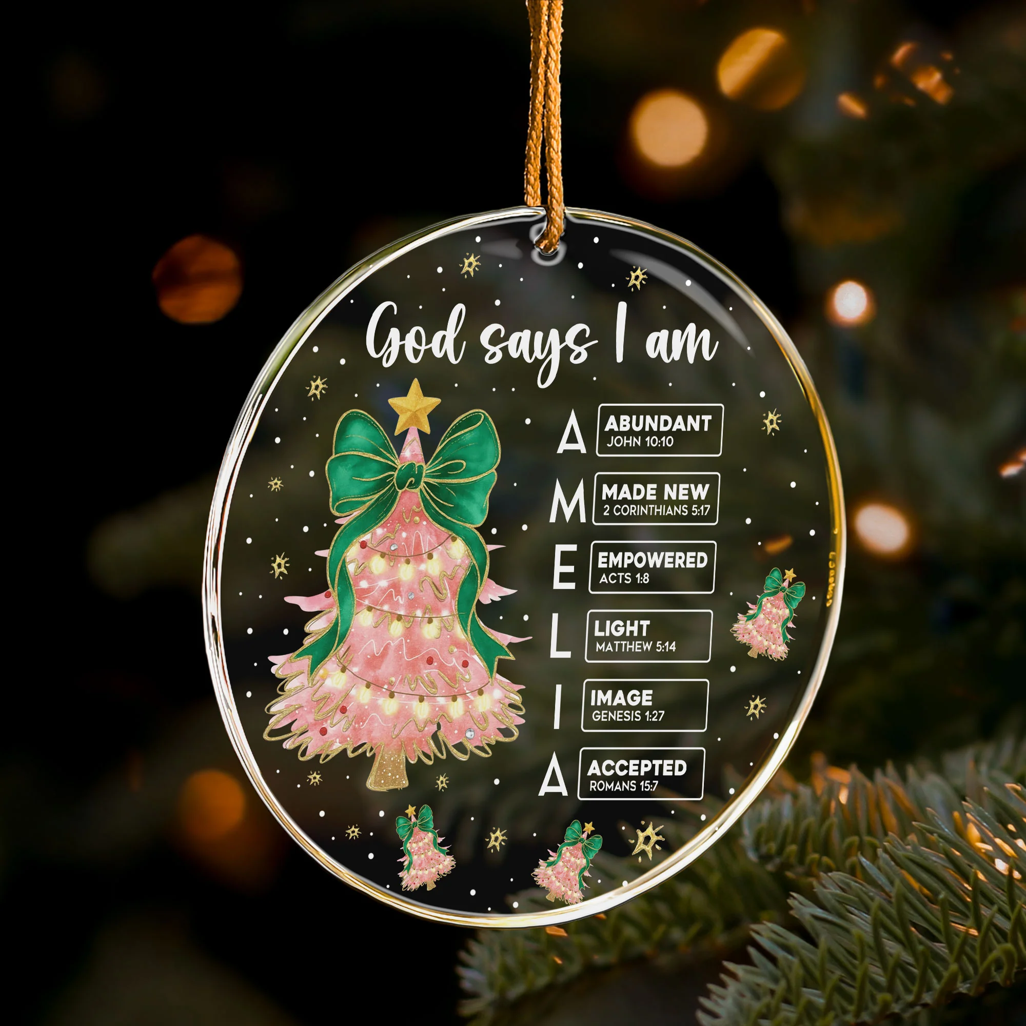 God Says I Am Custom Name Bible Verses - Personalized Acrylic Ornament - Image 4