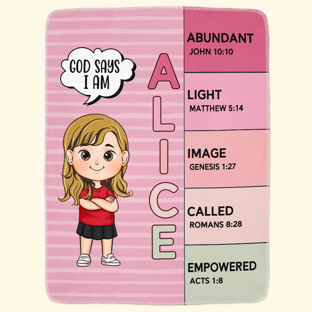 God Says I Am Name Meaning On Bible - Personalized Blanket - Image 2