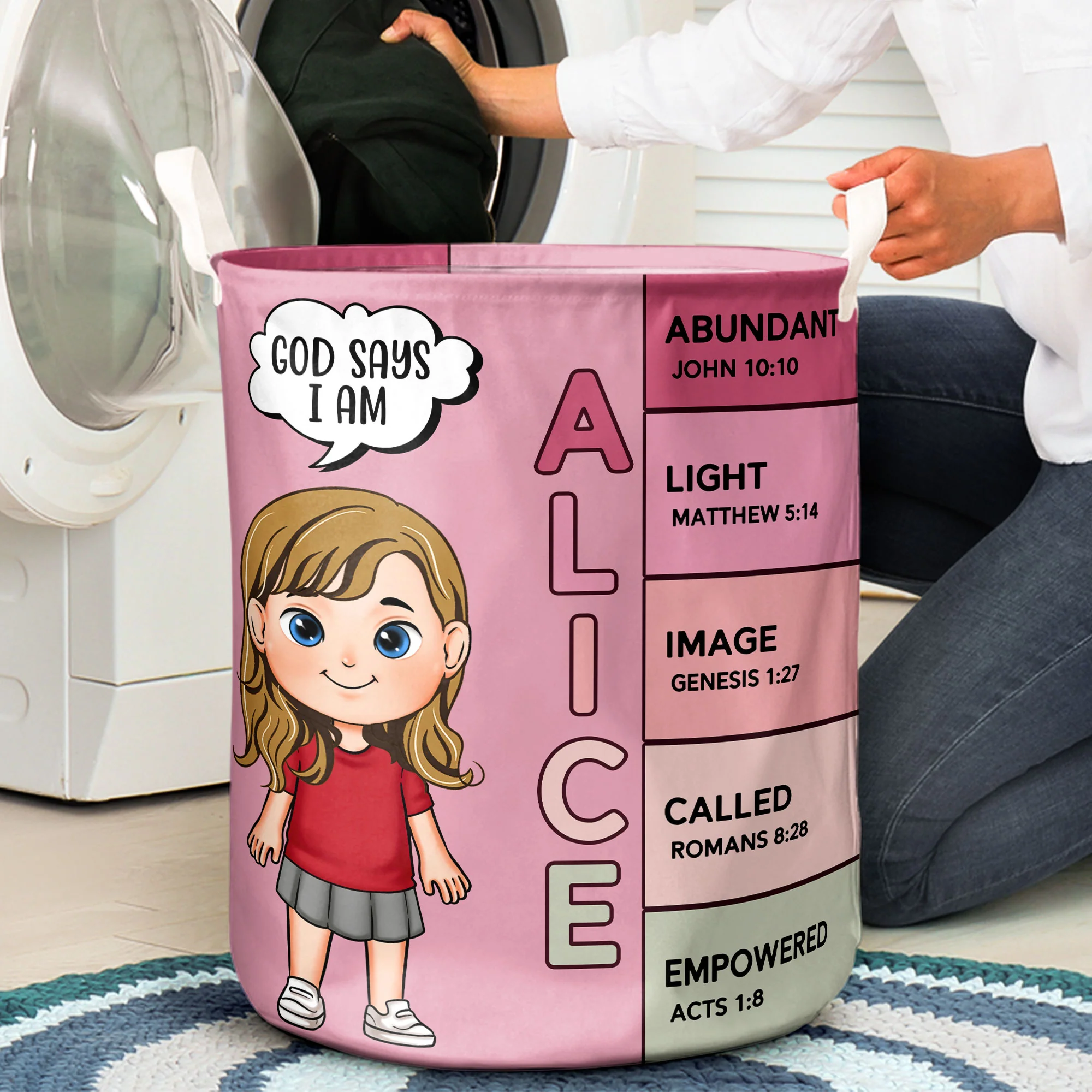 God Says I Am Name Meaning On Bible - Personalized Laundry Storage Basket - Image 3