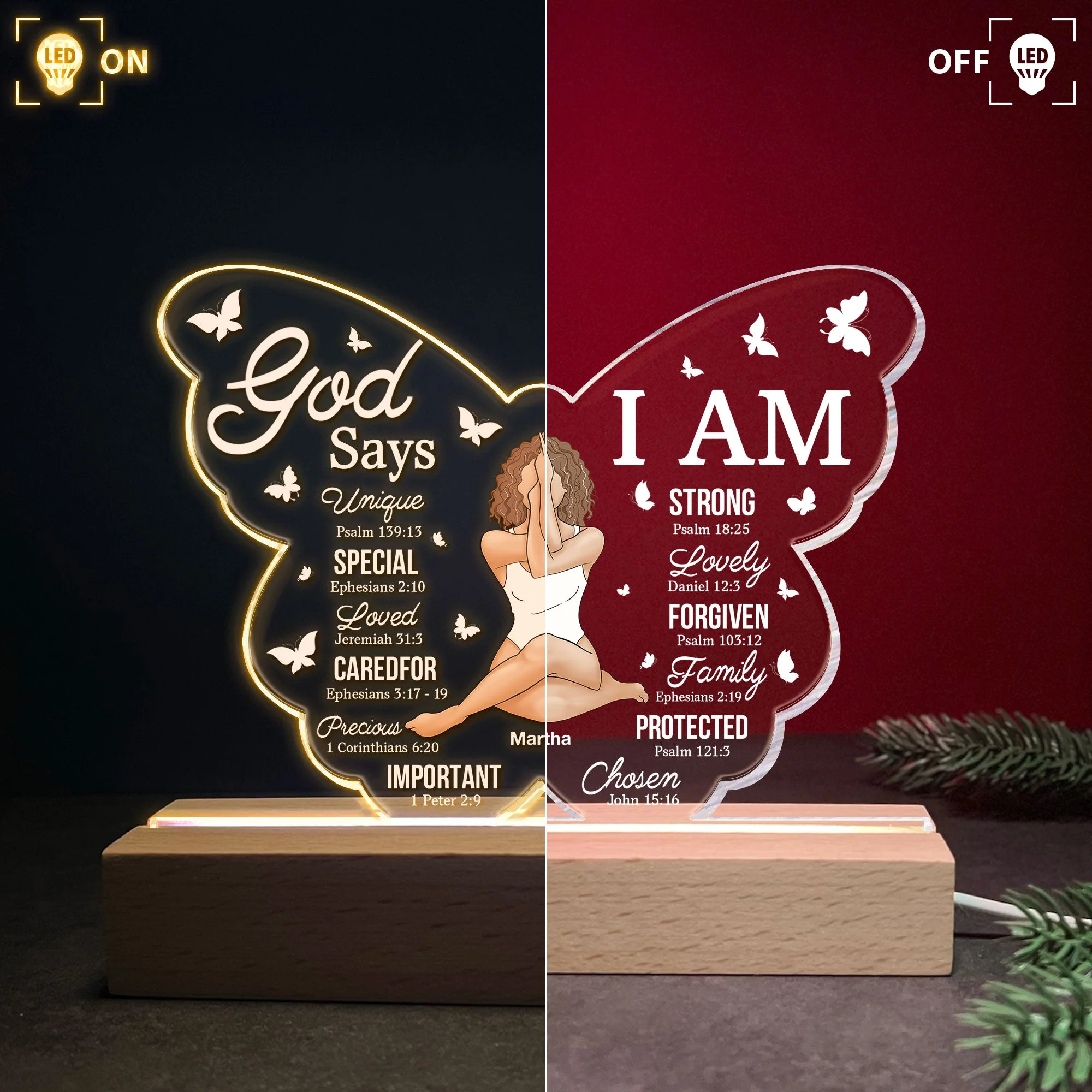 God Says I Am - Personalized LED Light - Image 7