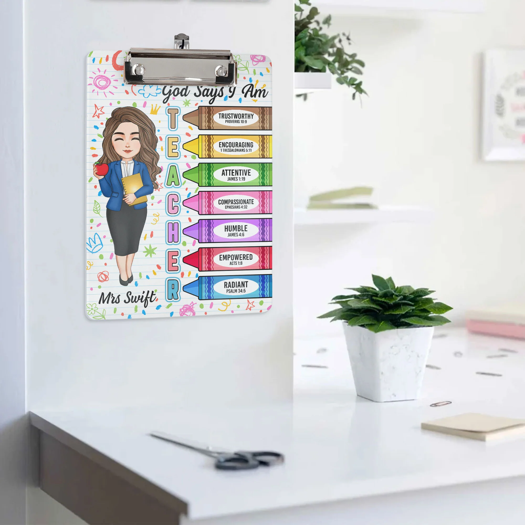 God Says I Am Teacher Christian Bible Back To School - Personalized Acrylic Clipboard - Image 5