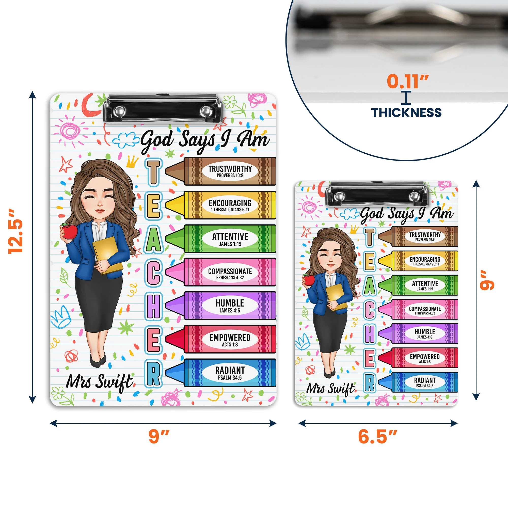 God Says I Am Teacher Christian Bible Back To School - Personalized Acrylic Clipboard - Image 8
