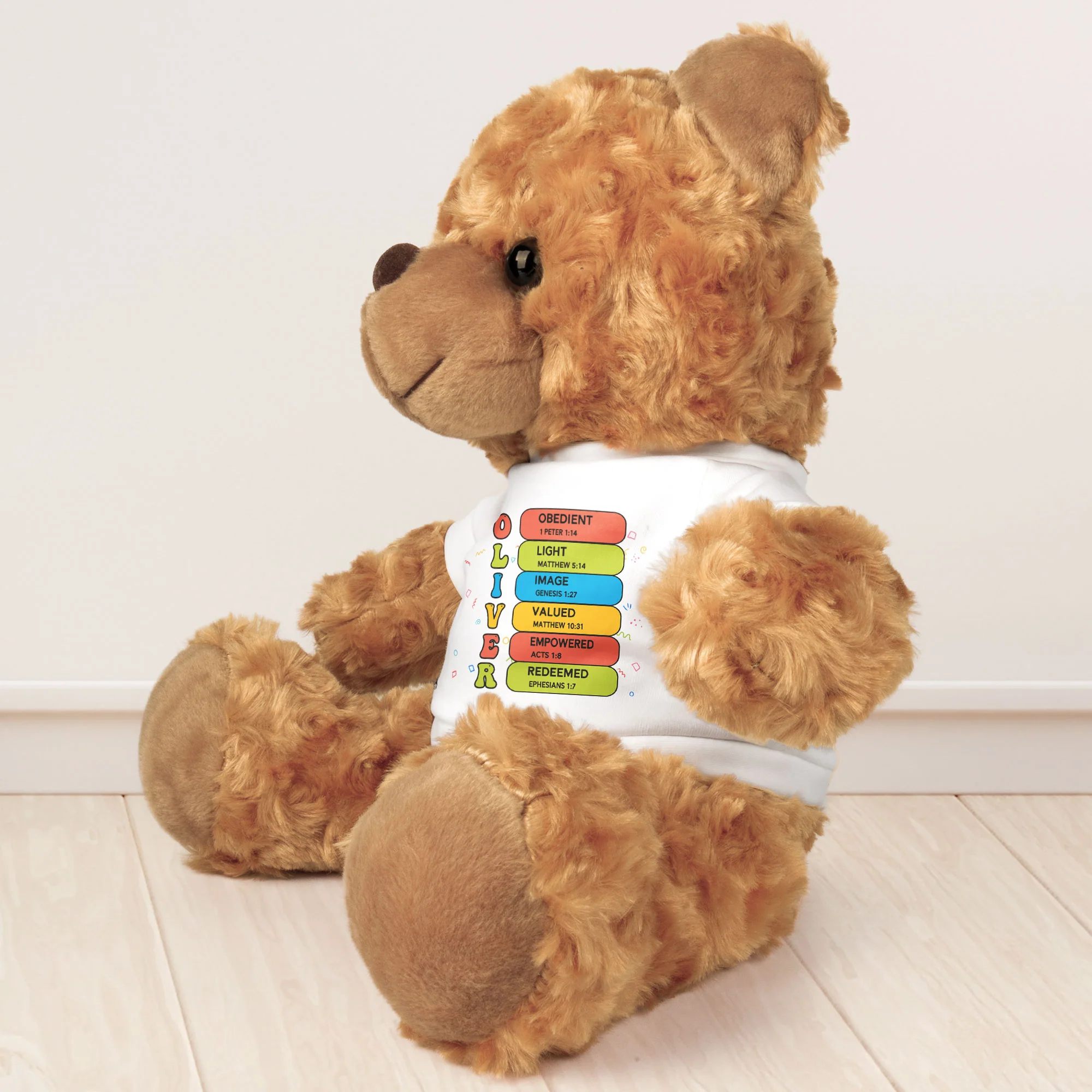 God Says I Am - Teddy Bear With Personalized Shirt - Image 4