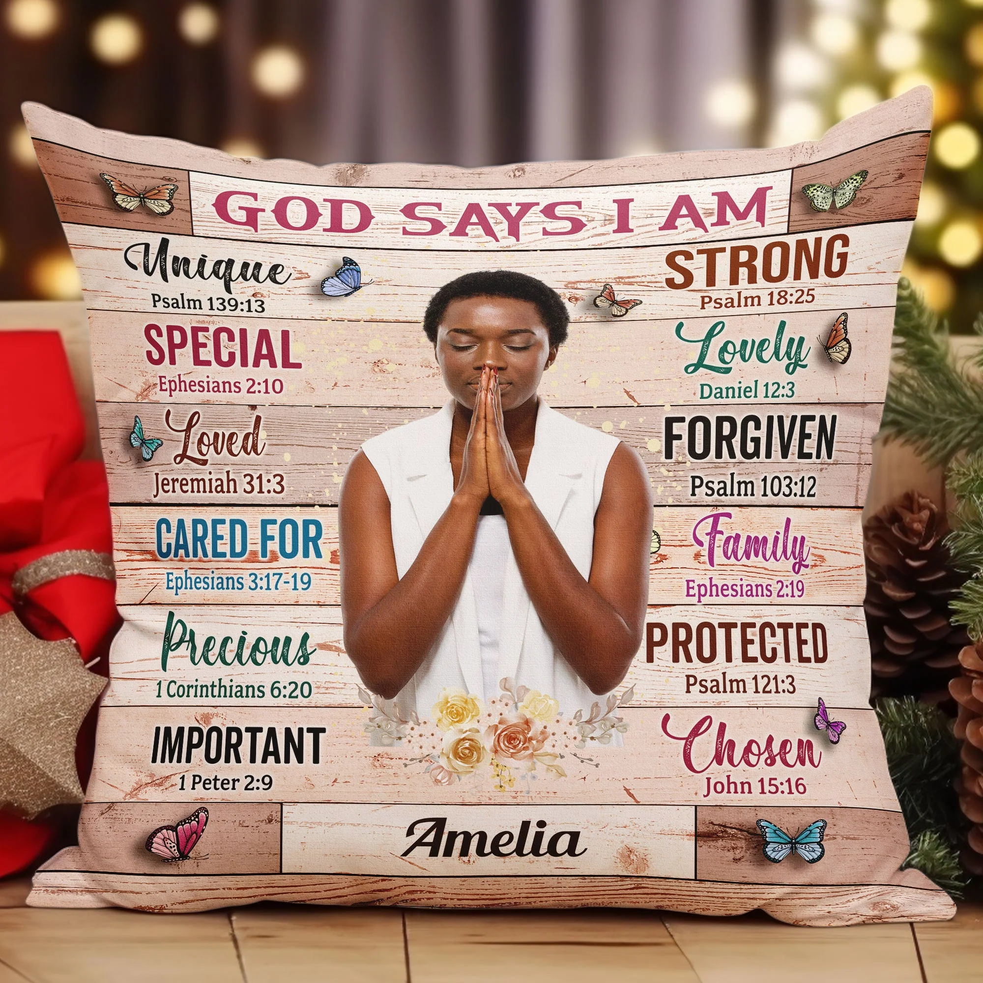 God Says I Am Unique - Photo Version - Personalized Photo Pillow (Insert Included) - Image 4