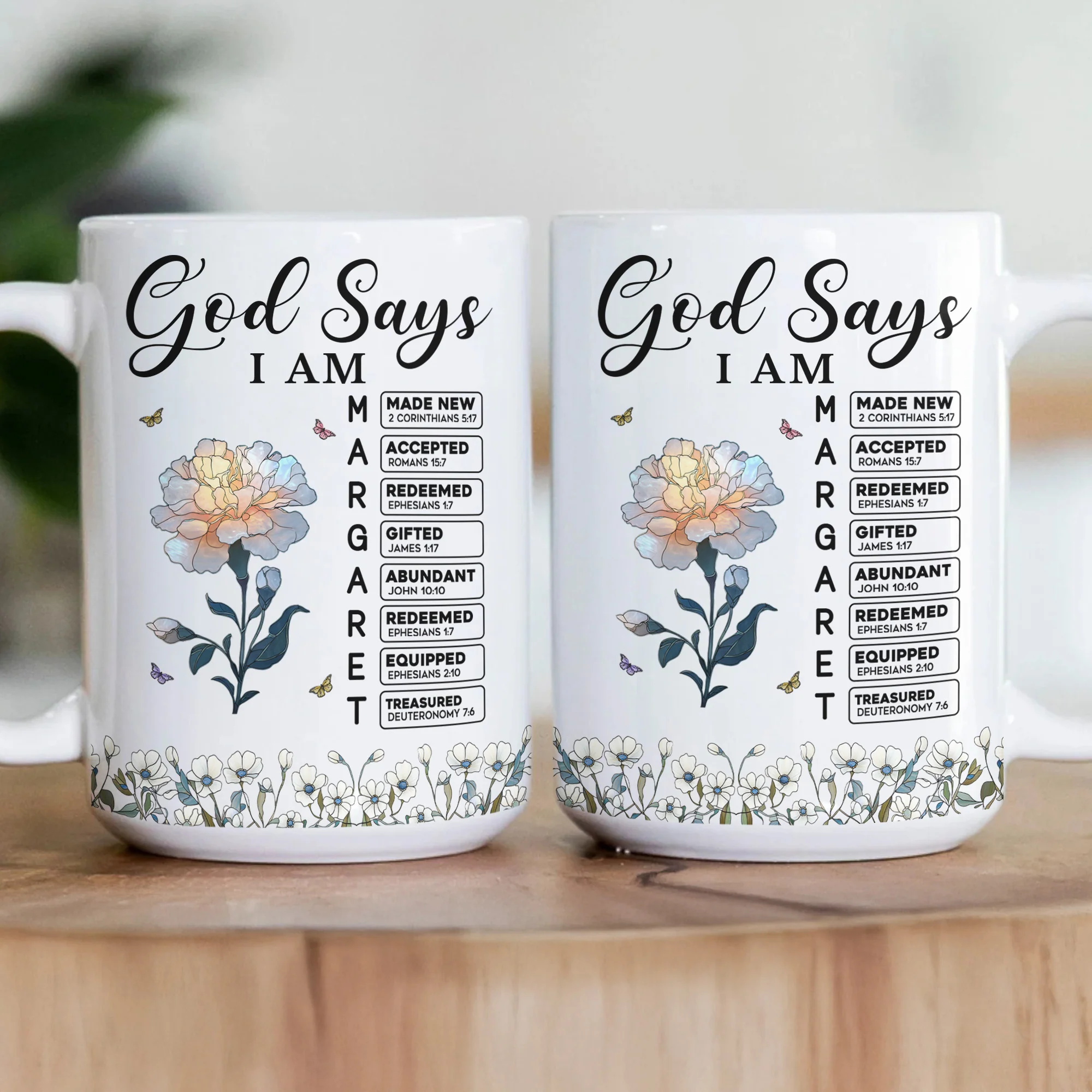 God Says I Am With Name Letter In Bible Christian Gift - Personalized Mug - Image 4