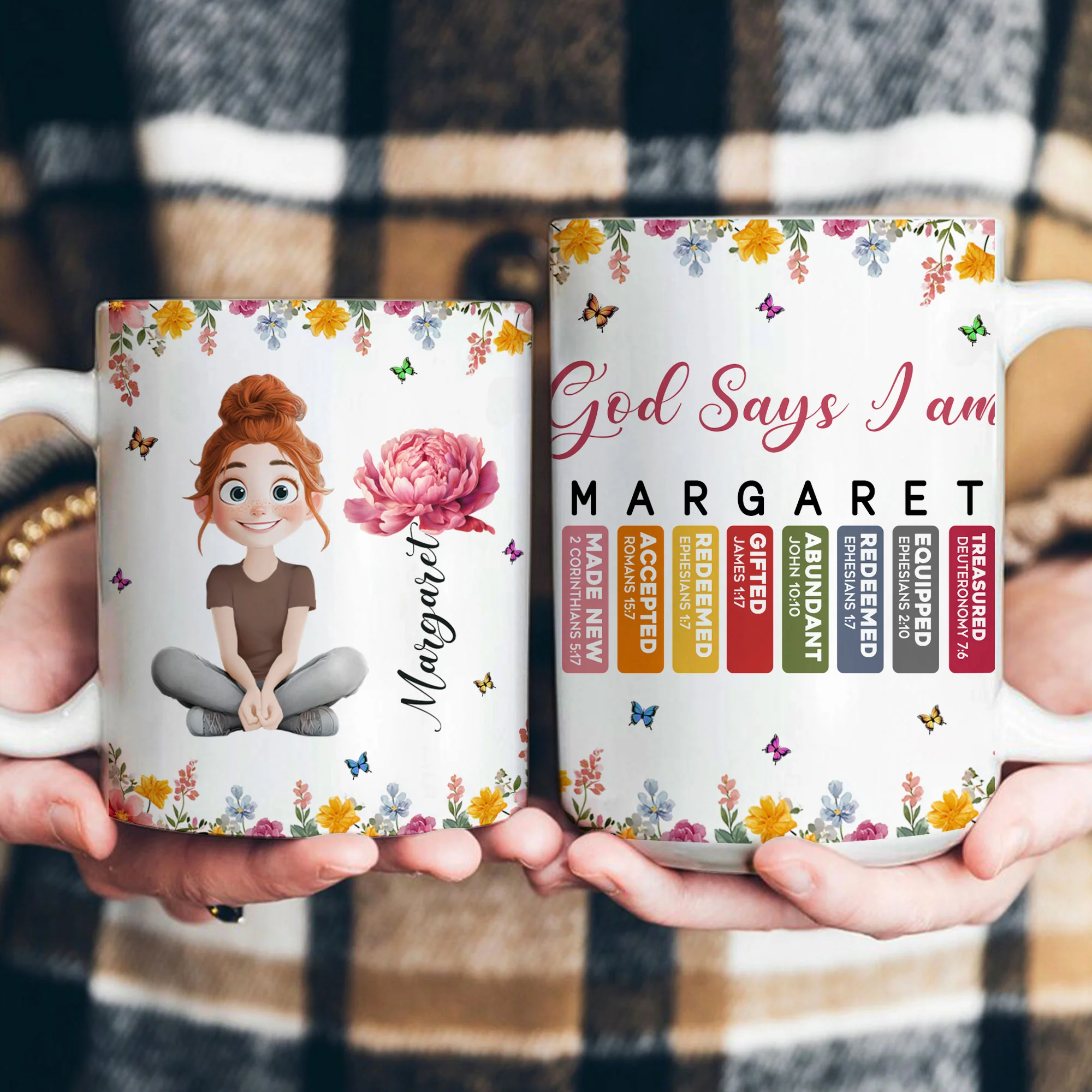 God Says I Am With Name Letter In Bible - Personalized Mug - Image 4