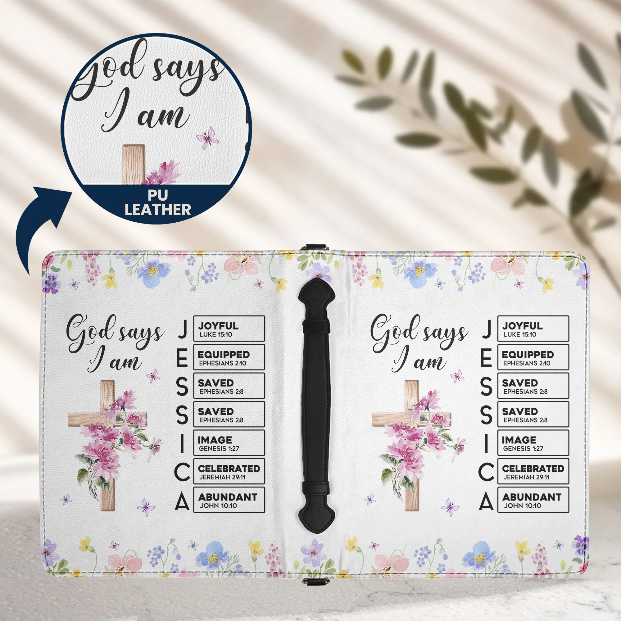 God Says I Am With Name Letter In Scripture Christian Gift - Personalized Bible Cover - Image 3