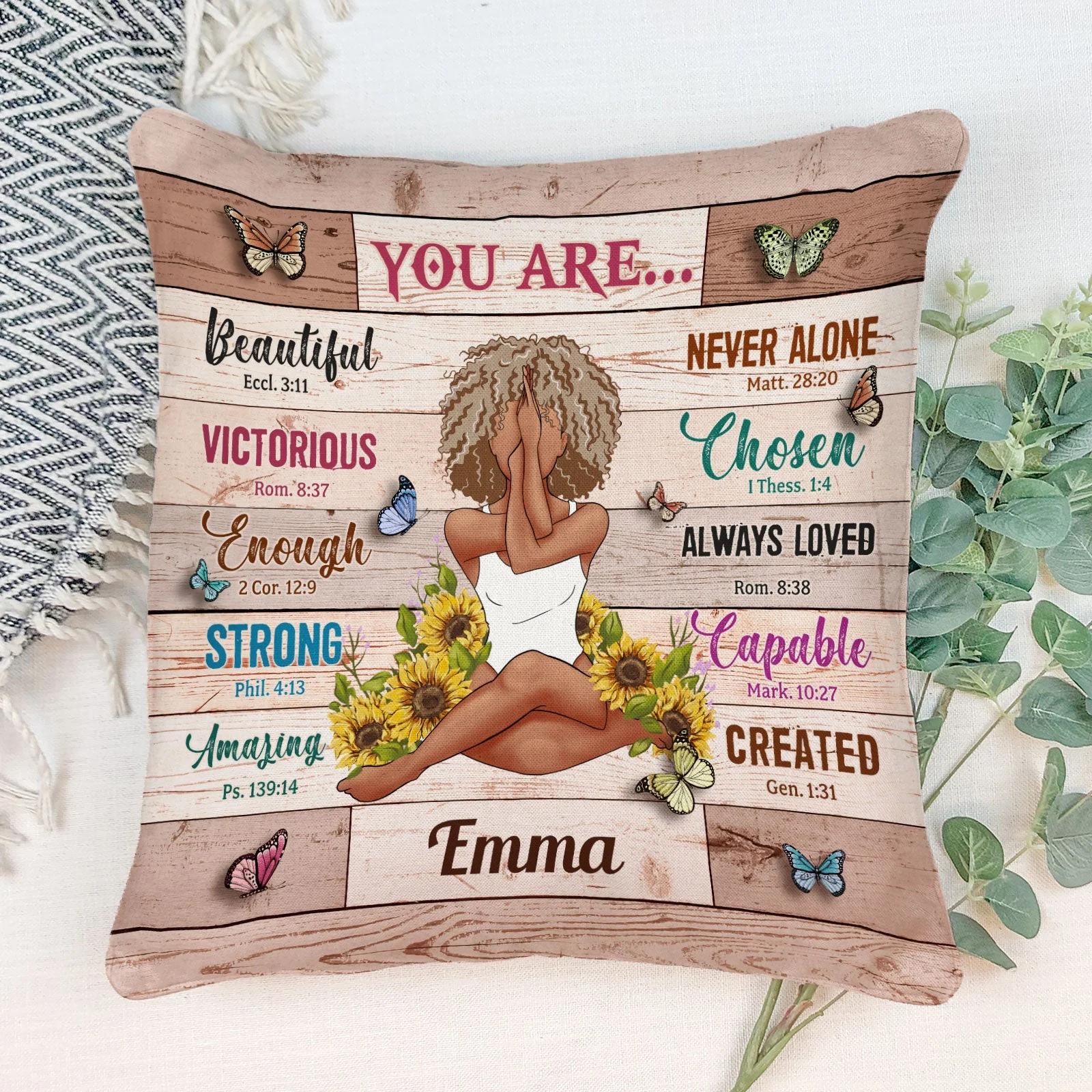 God Says You Are Beautiful - Personalized Pillow (Insert Included) - Birthday Gift For Girls, Black Girls, Black Women - Image 2