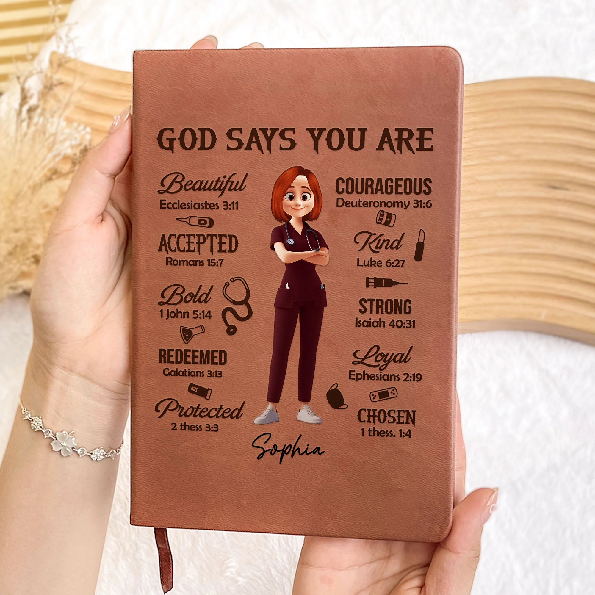 God Says You Are - Personalized Leather Journal - Image 2