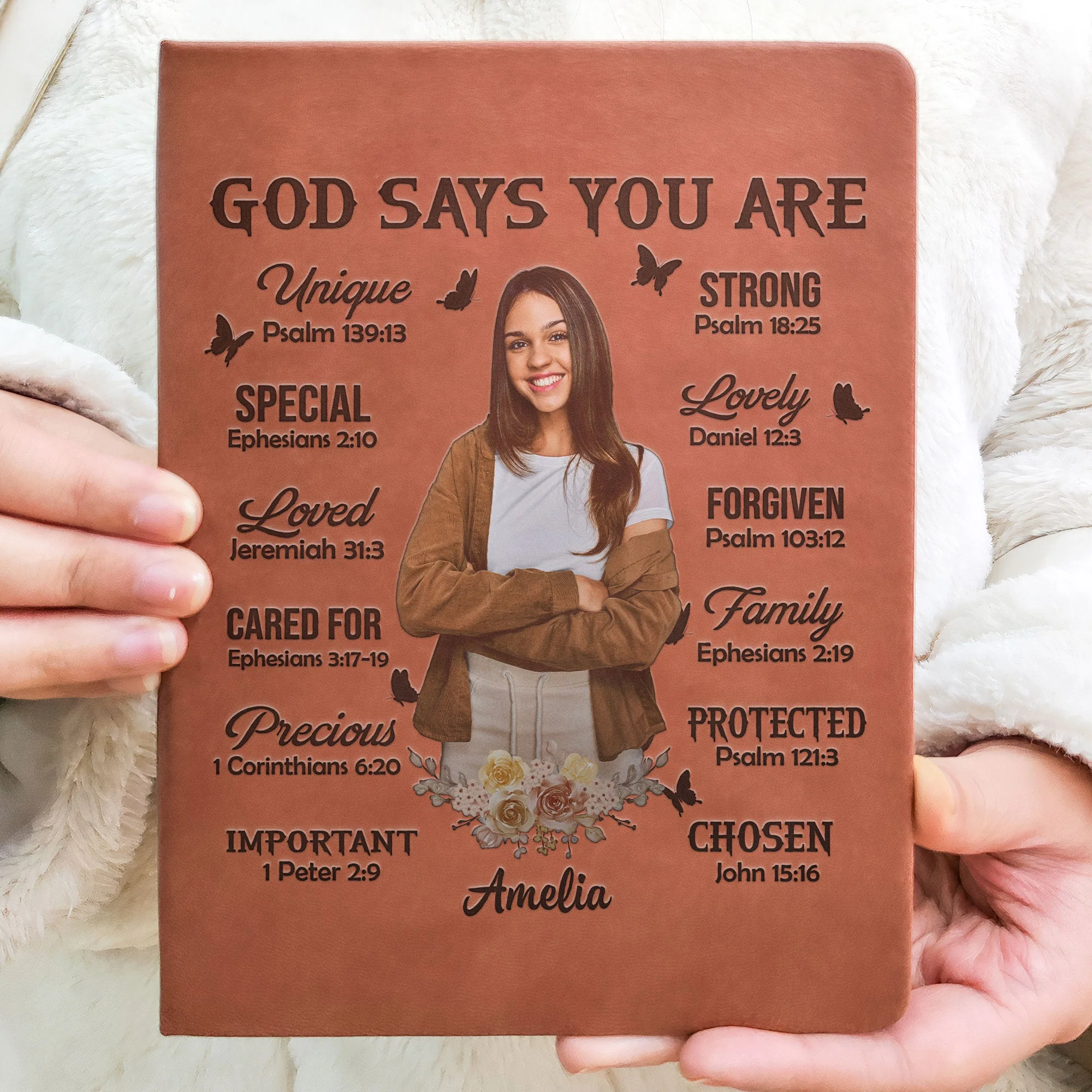 God Says You Are - Personalized Photo Leather Journal - Image 5