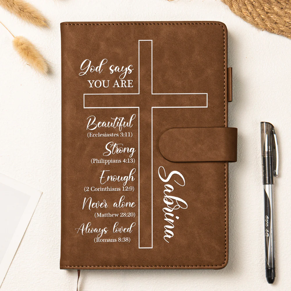 God Says You Are Religious Journal - Personalized Leather Prayer Journal - Image 5