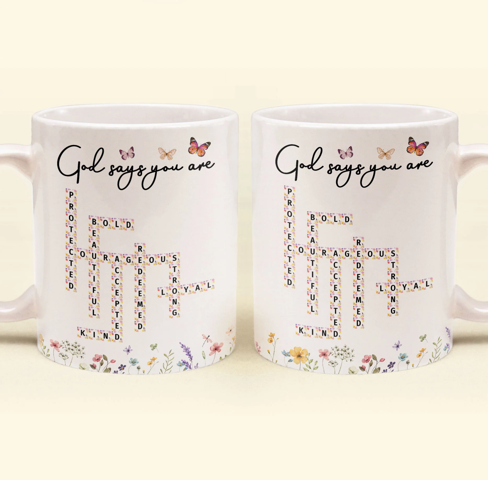 God Says You Are Scrabble Affirmation Words - Personalized Mug - Image 3