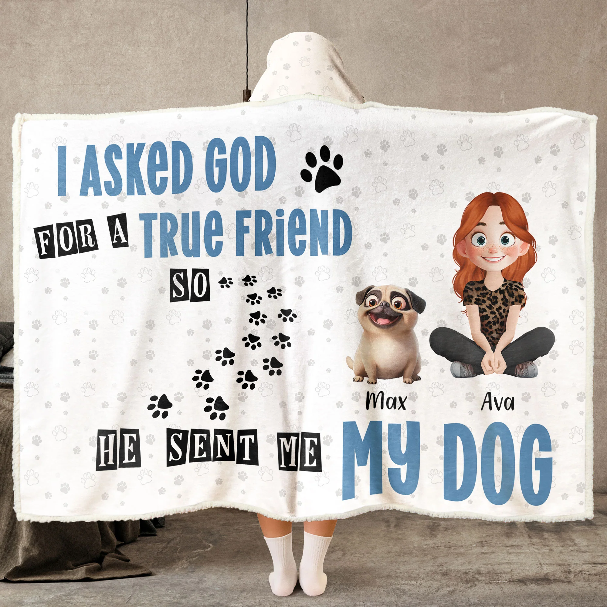 God Sent Me My Dog - Personalized Wearable Blanket Hoodie - Image 2