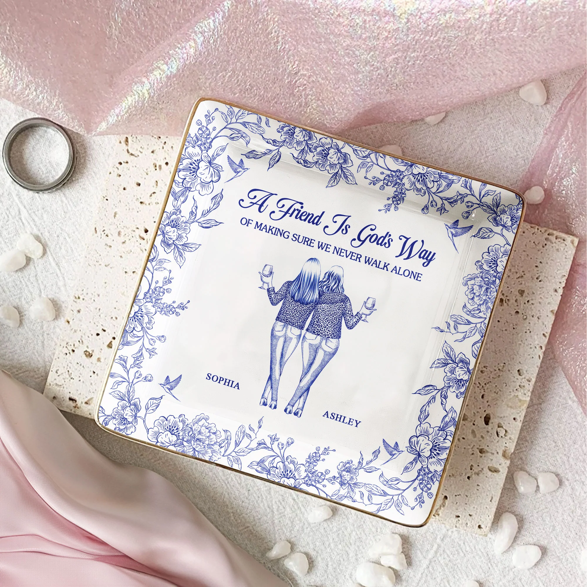 God's Way Of Making Sure We Never Walk Alone - Personalized Jewelry Dish - Image 2
