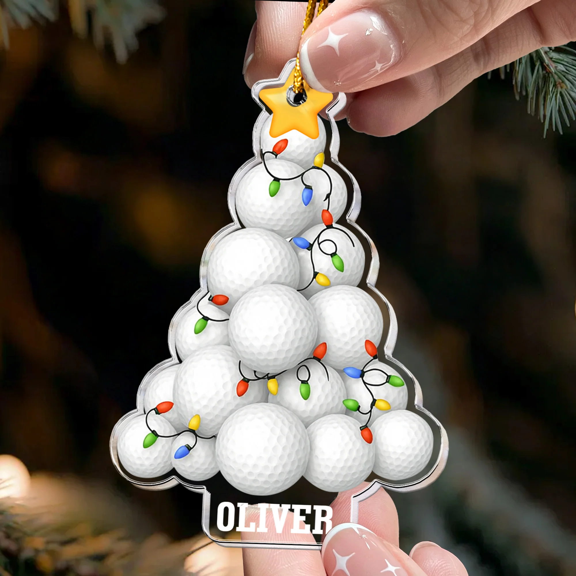 Golf Christmas Tree - Personalized Acrylic Ornament - Image 2