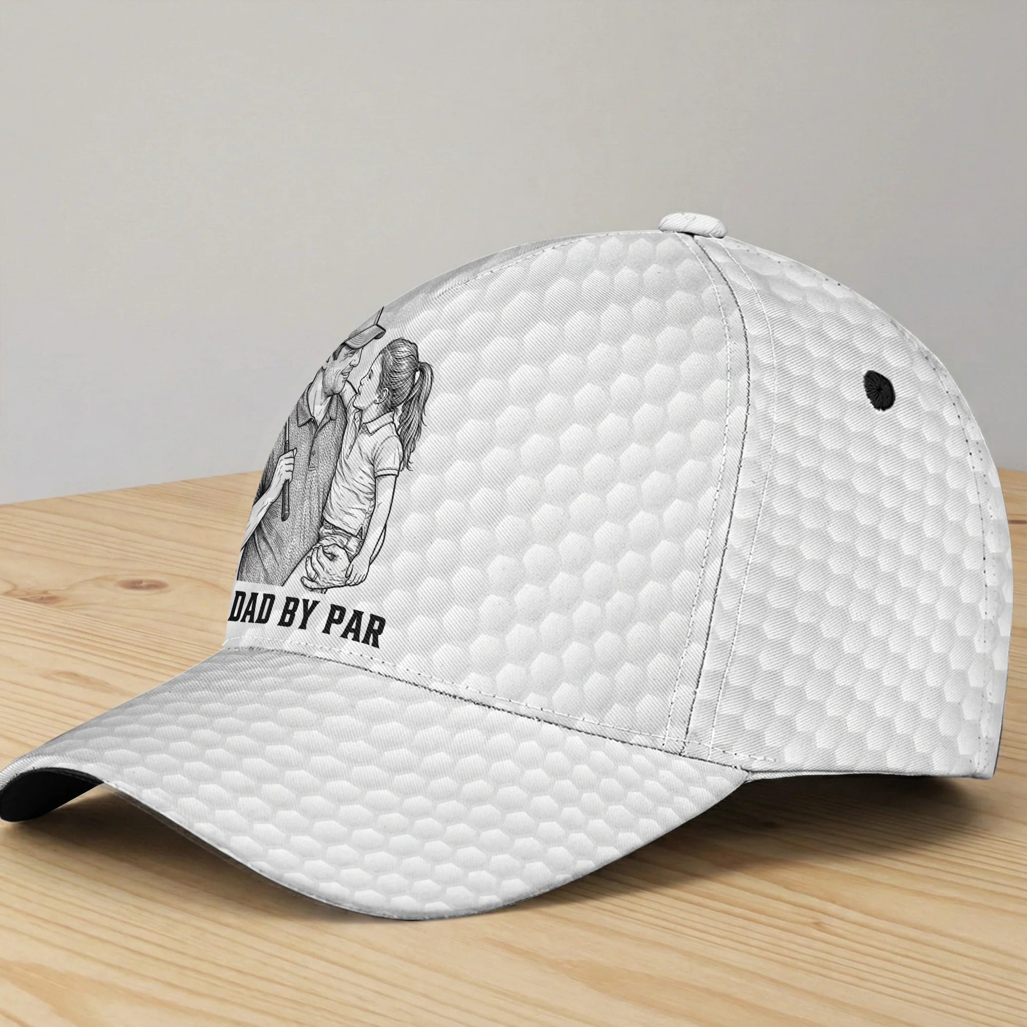 Golf Dad Custom Photo Sketch Line Art Father's Day Gift For Him - Personalized Classic Cap - Image 4