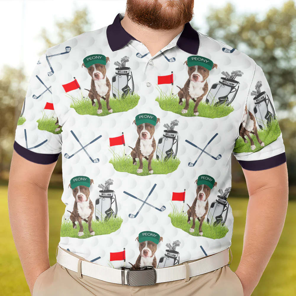Golf & Dog Lovers - Favorite Caddy Dog Dad Gifts - Personalized Photo Polo Shirt - Image 2