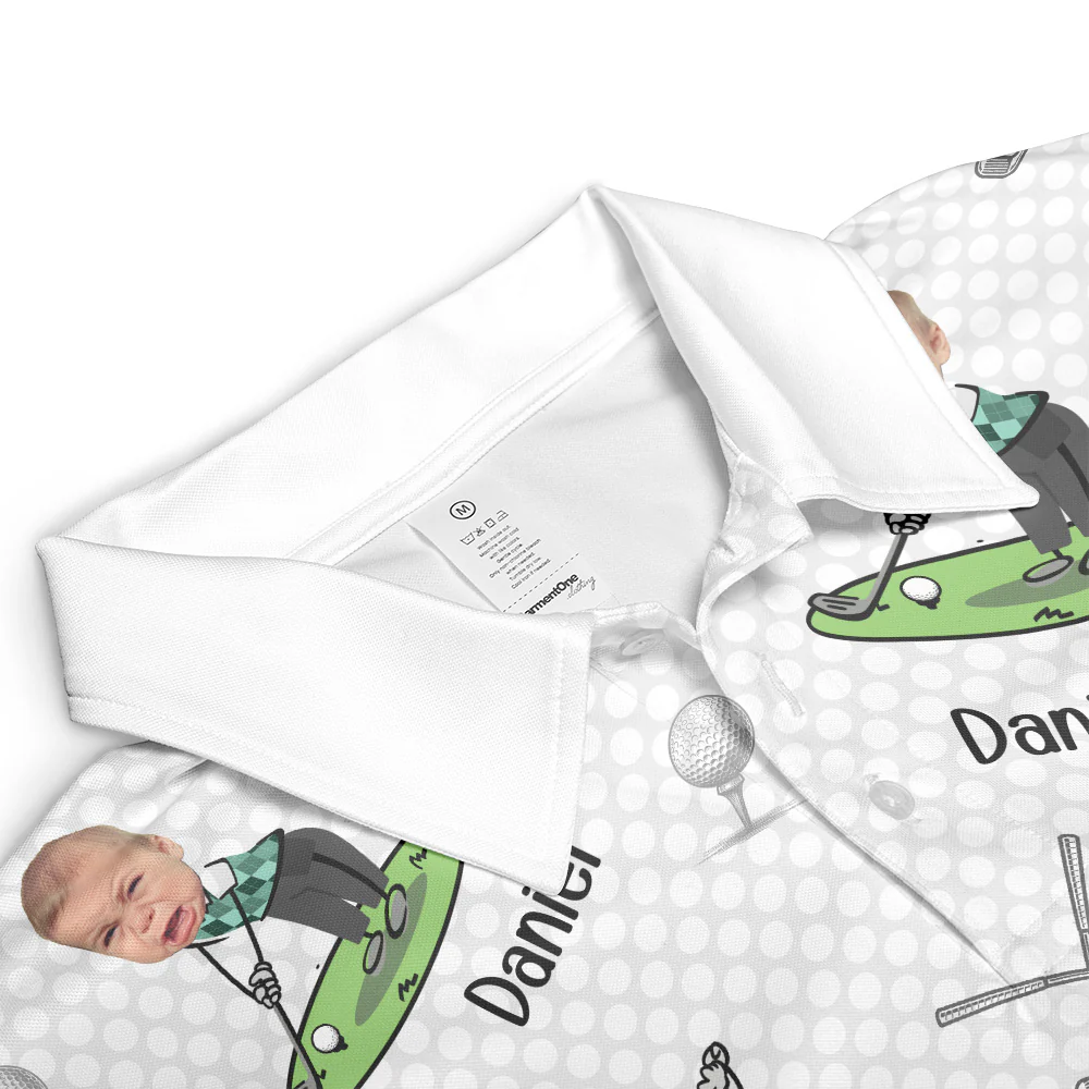 Golf Lovers Golf Dad Custom Funny Face - Personalized Photo Polo Shirt - Image 6