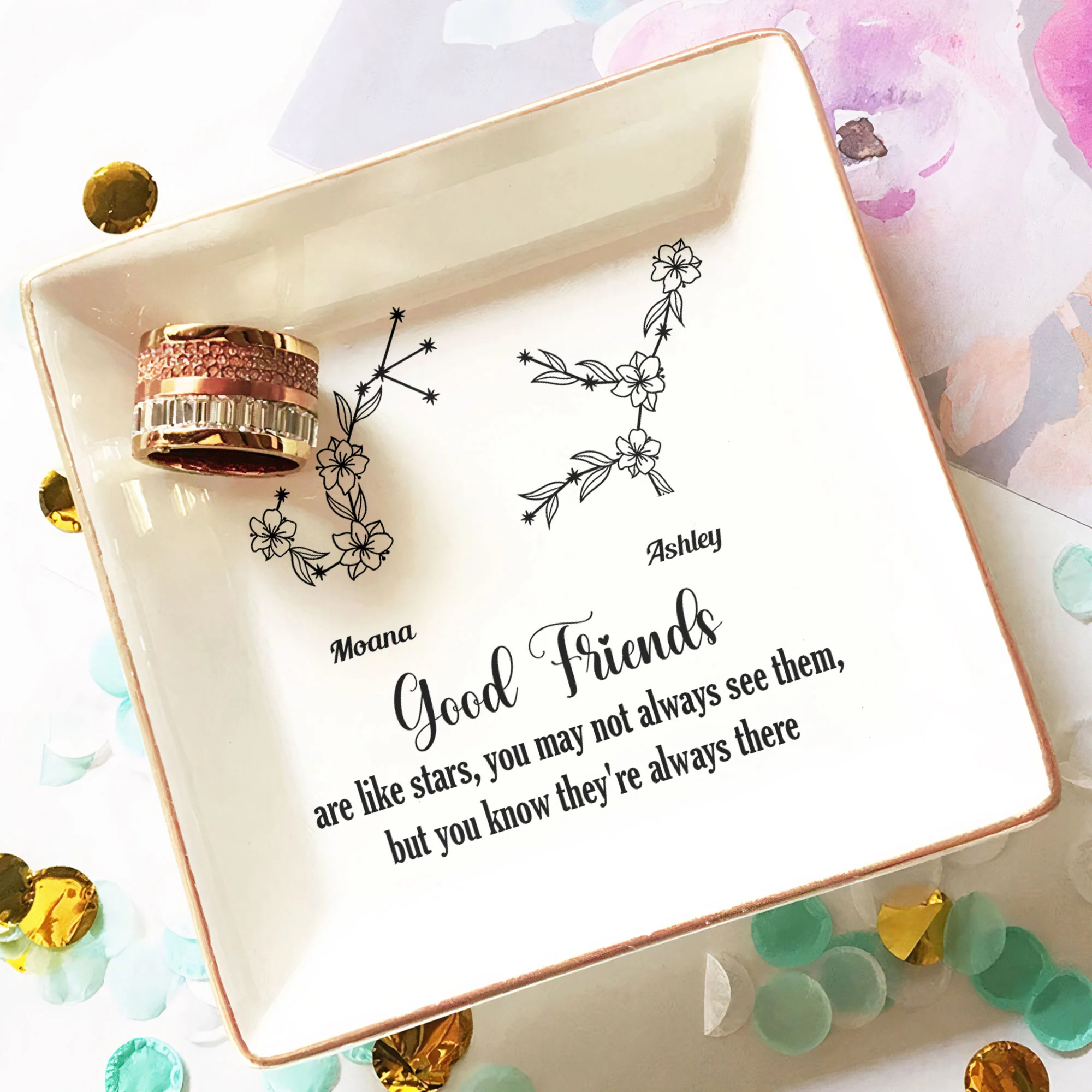 Good Friends Are Like Stars - Custom Zodiac Star - Personalized Jewelry Dish - Image 3