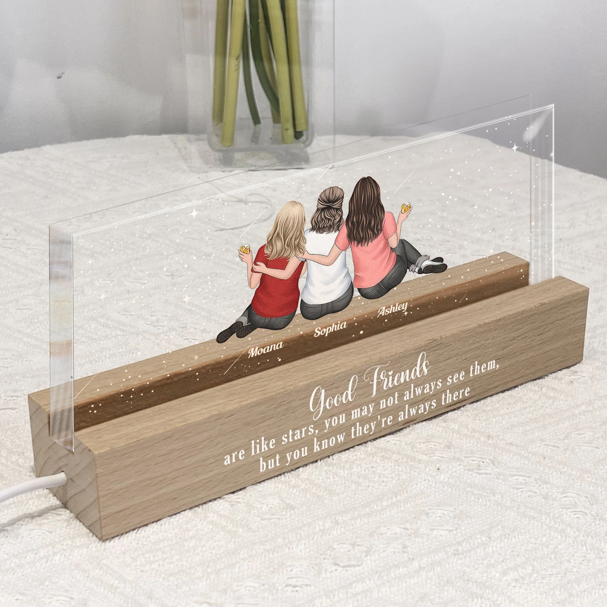Good Friends Are Like Stars - Personalized LED Night Light - Image 2