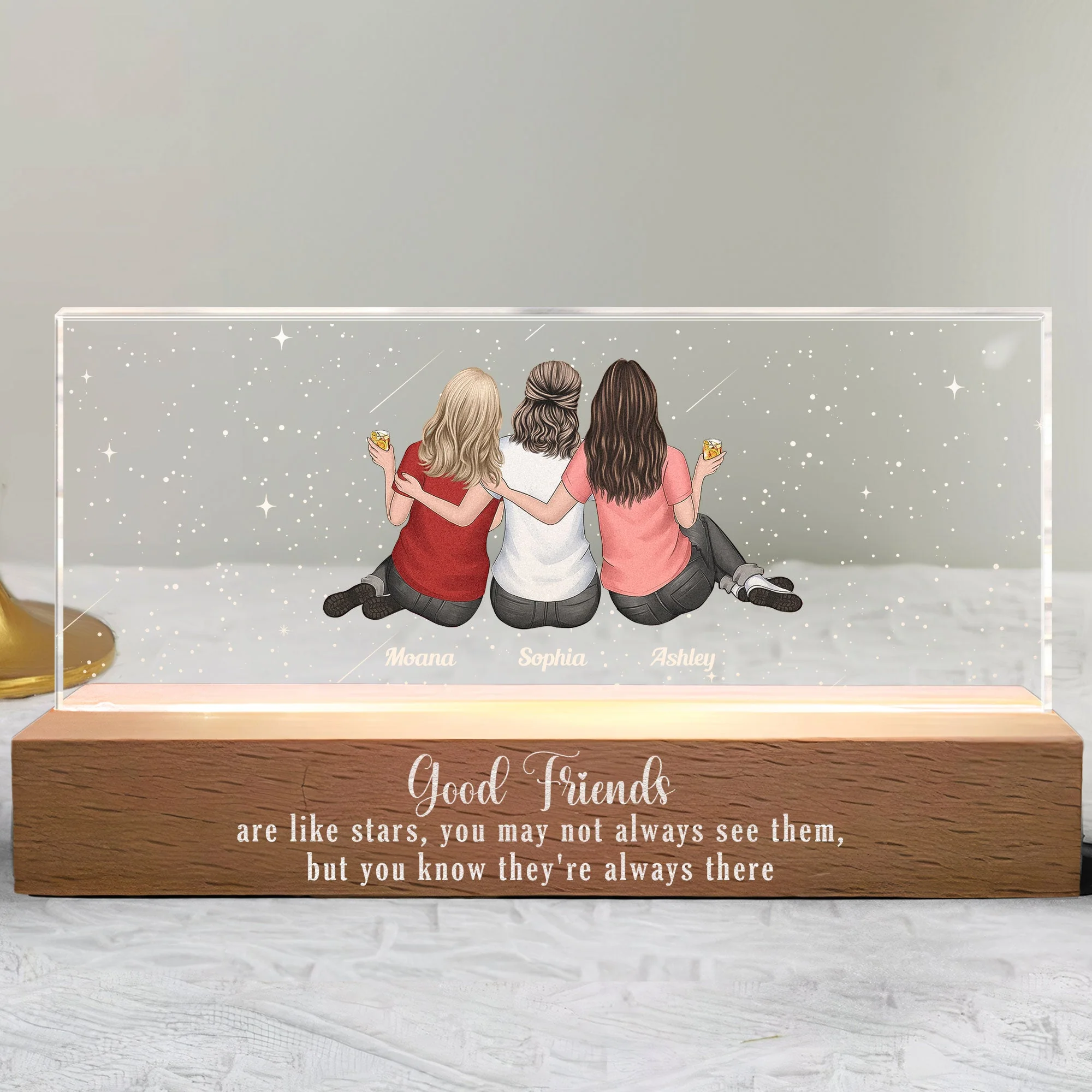 Good Friends Are Like Stars - Personalized LED Night Light - Image 4