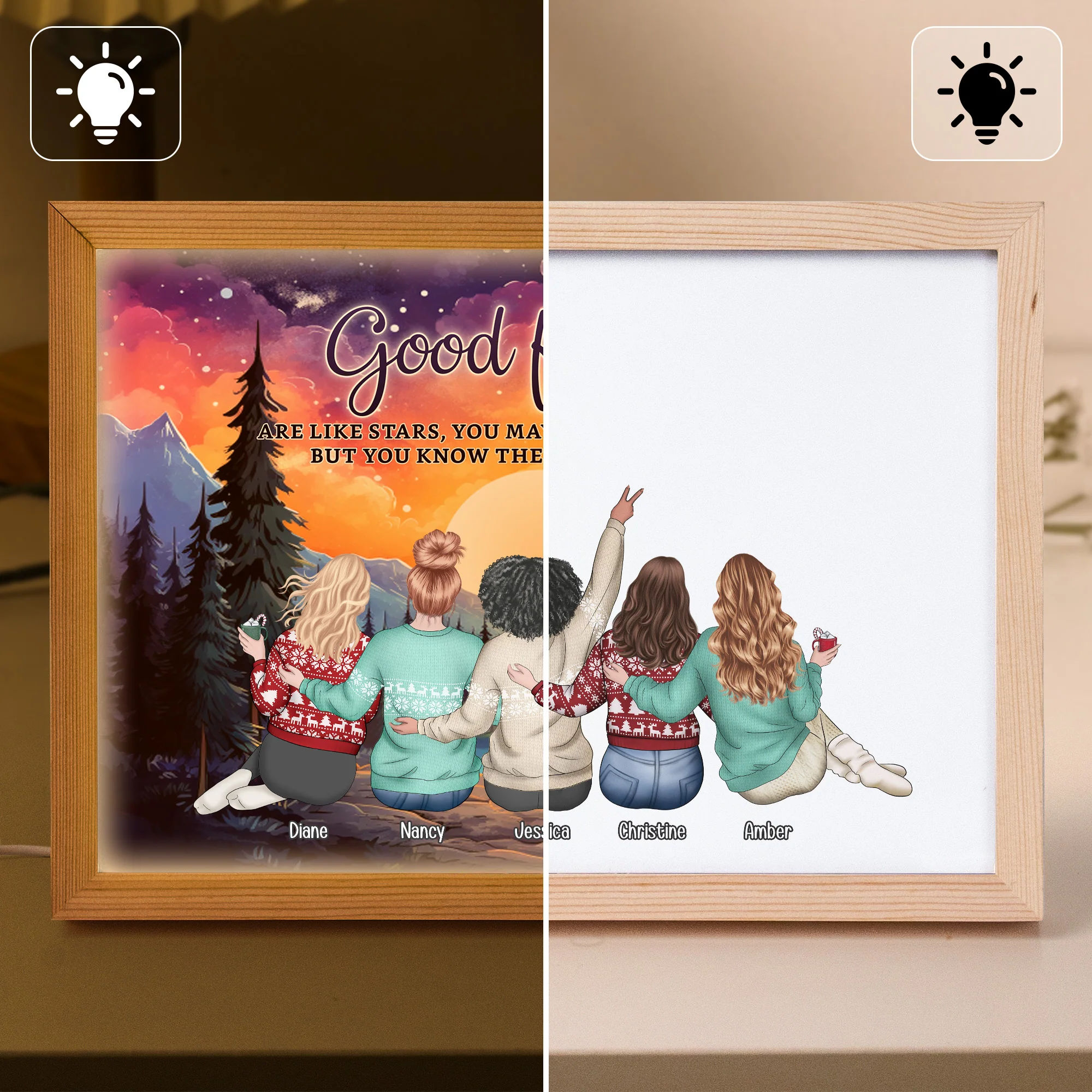 Good Friends Are Like Stars - Personalized Light Up Picture Frame - Image 4
