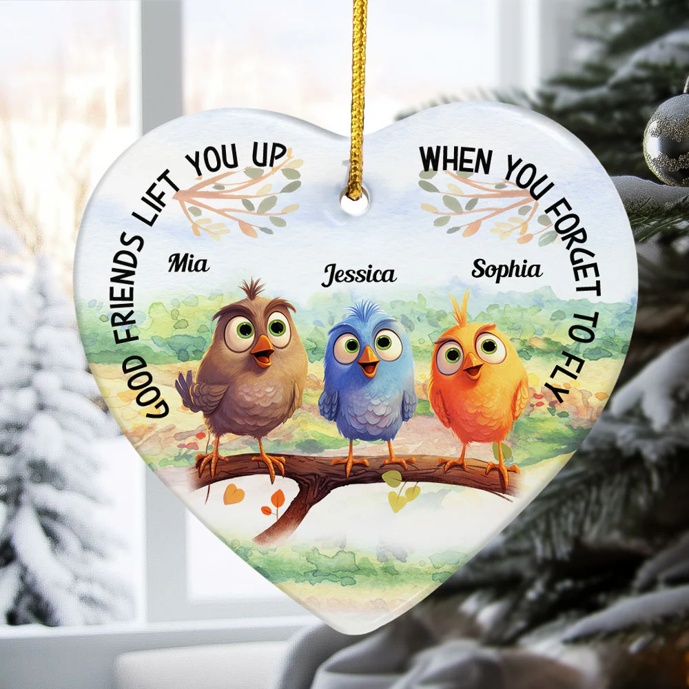 Good Friends Lift You Up When You Forget To Fly - Personalized Ceramic Ornament - Image 4