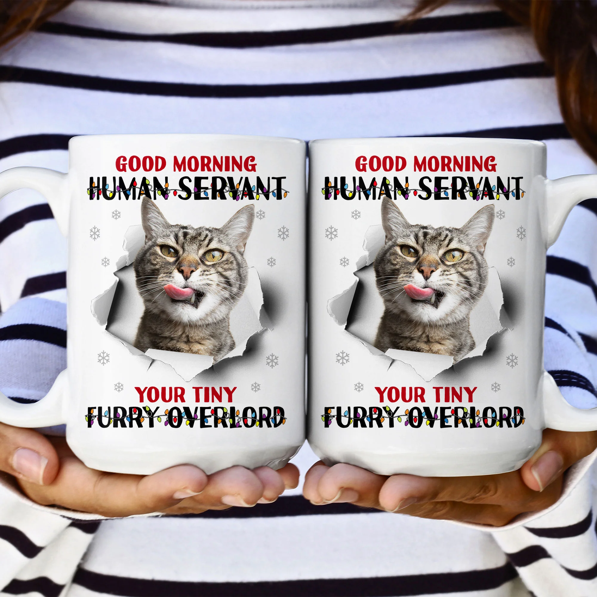 Good Morning Human Funny Style Christmas - Personalized Photo Mug - Image 5