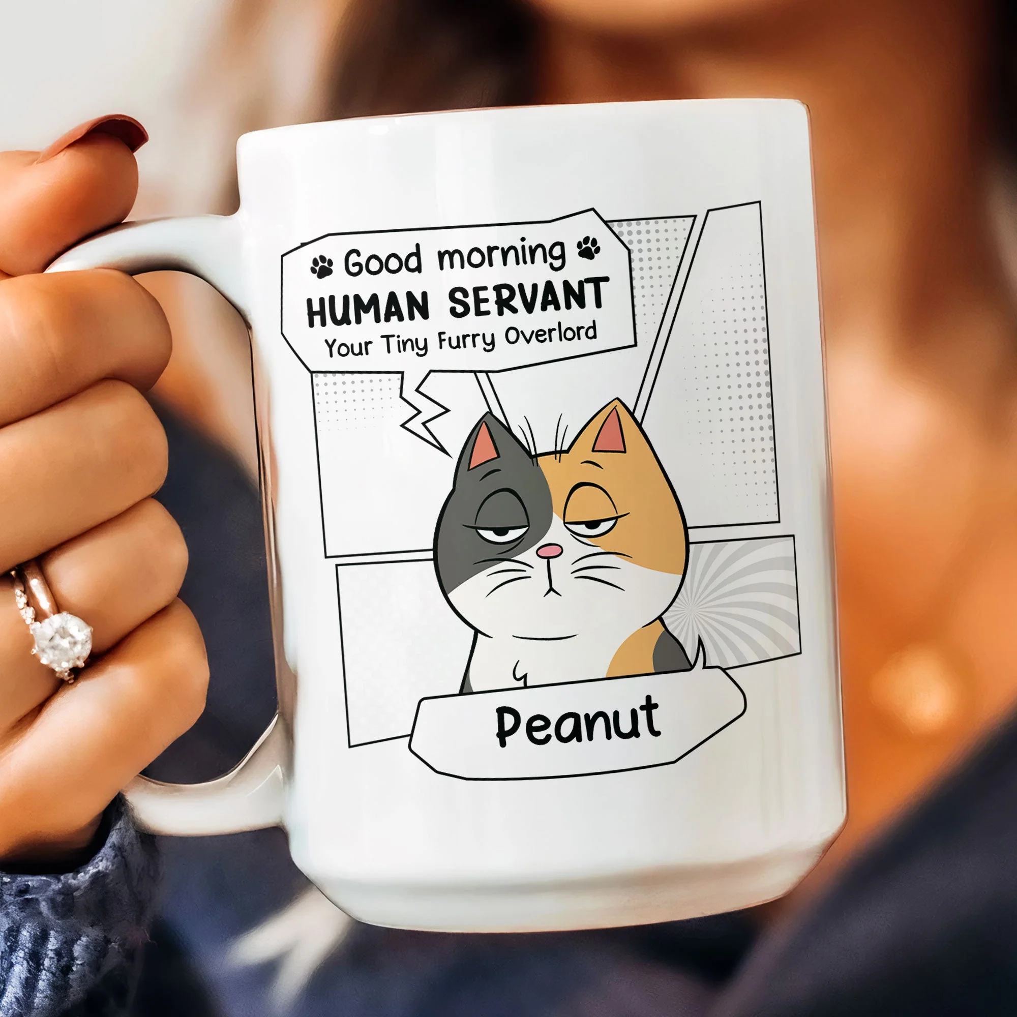 Good Morning, Human Servant - Personalized Mug - Image 5