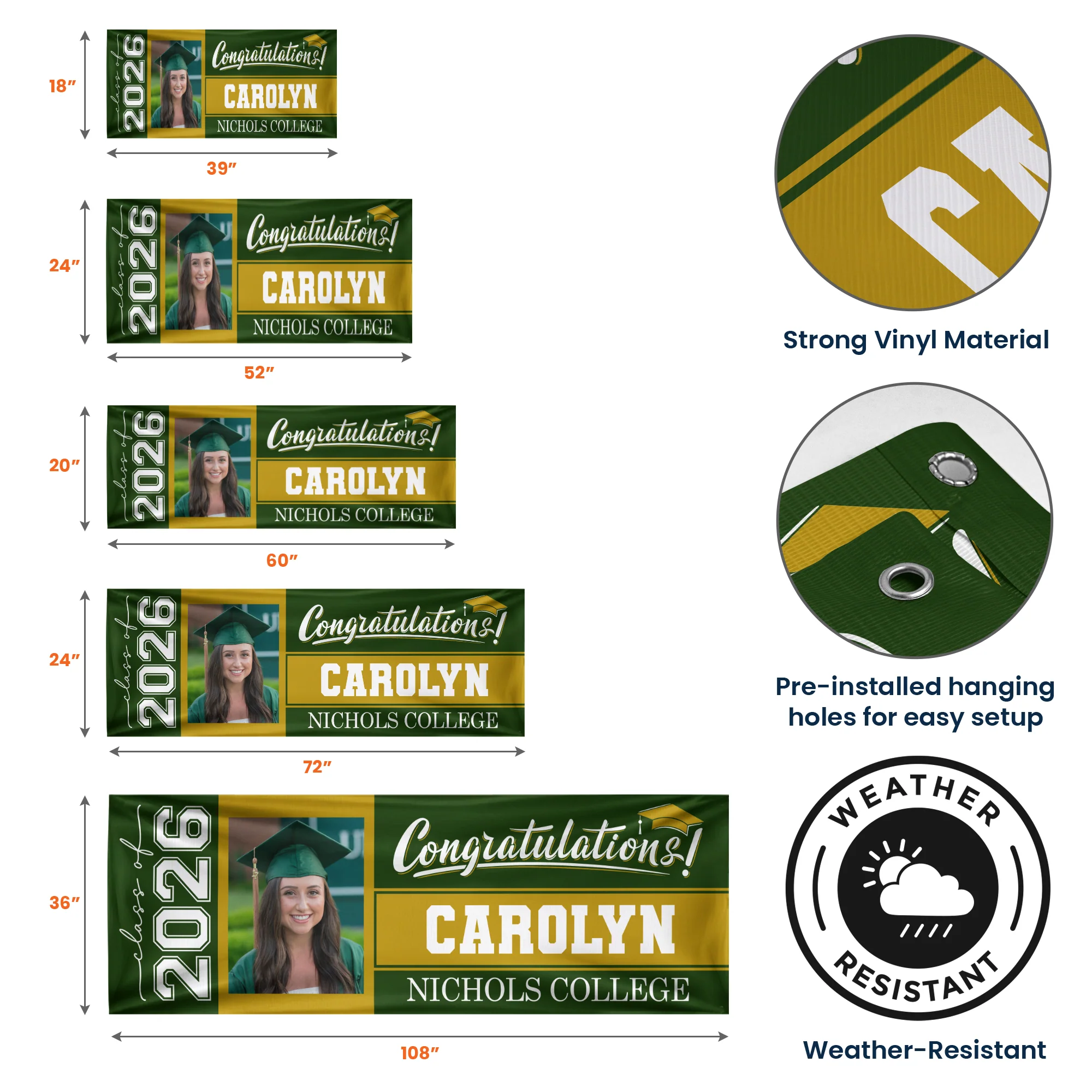Graduation Custom Photo, Name & School - Personalized Banner - Image 8
