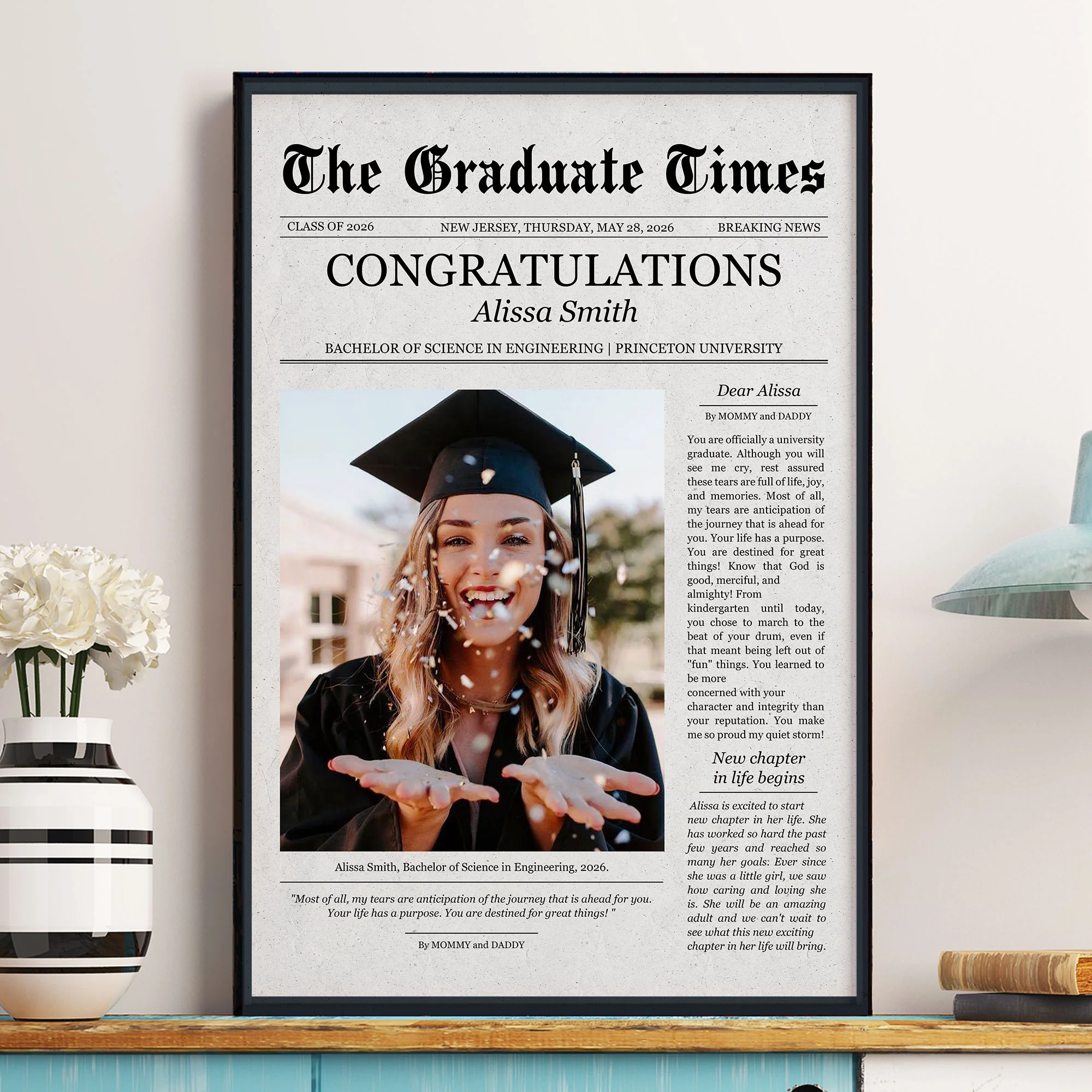 Graduate Printable Newspaper Keepsake - Personalized Photo Poster - Image 2