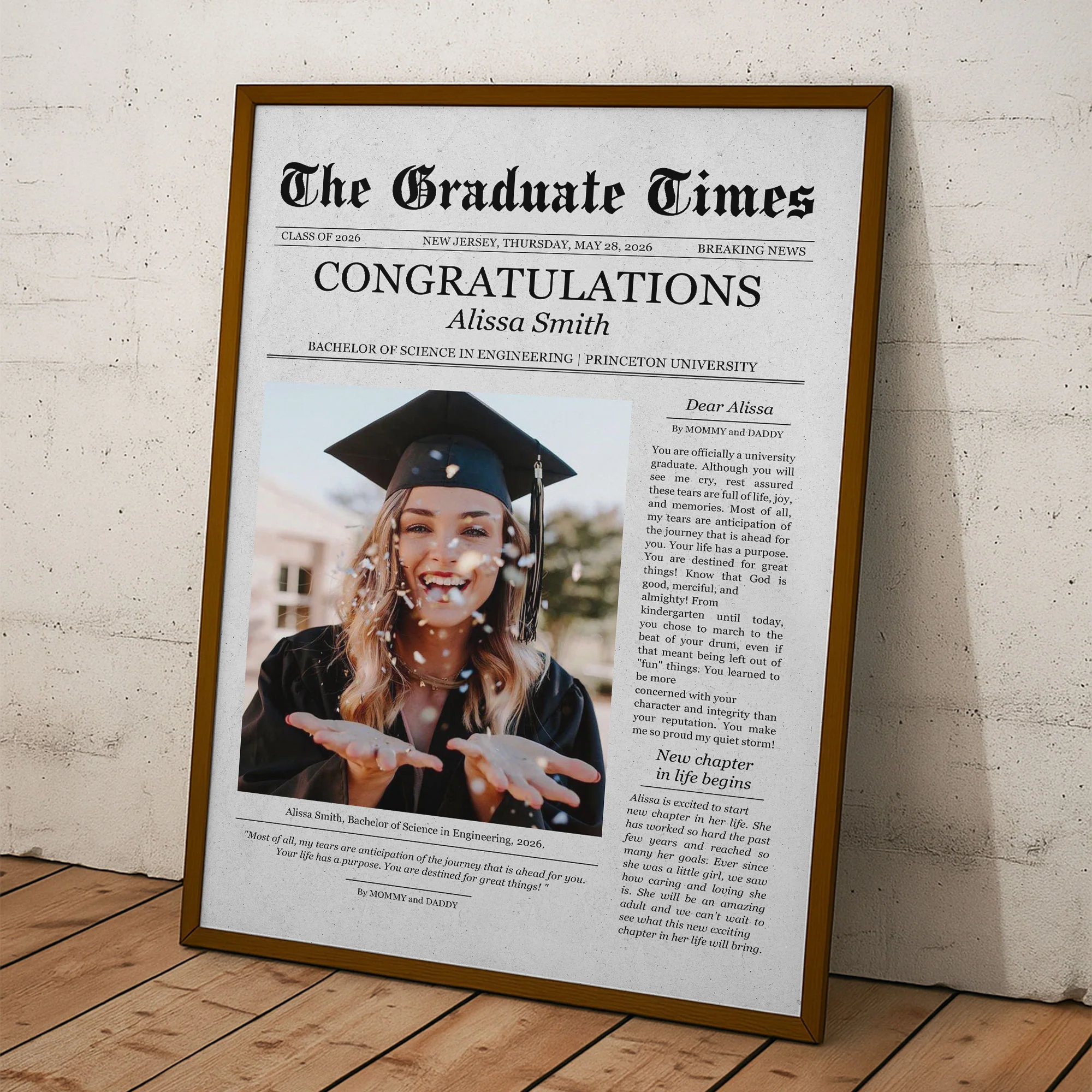 Graduate Printable Newspaper Keepsake - Personalized Photo Poster - Image 5