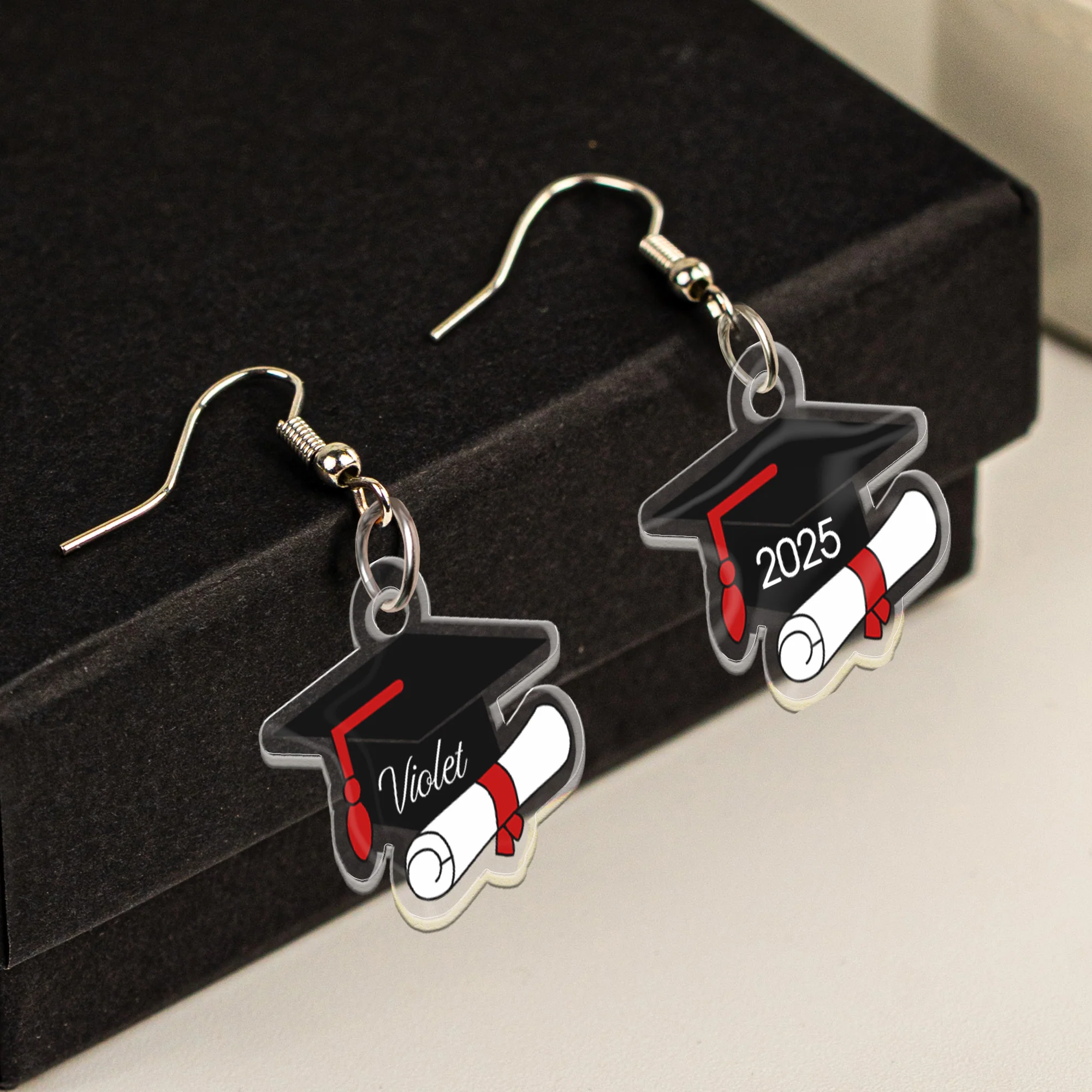 Graduation Cap - Personalized Acrylic Earrings - Image 4