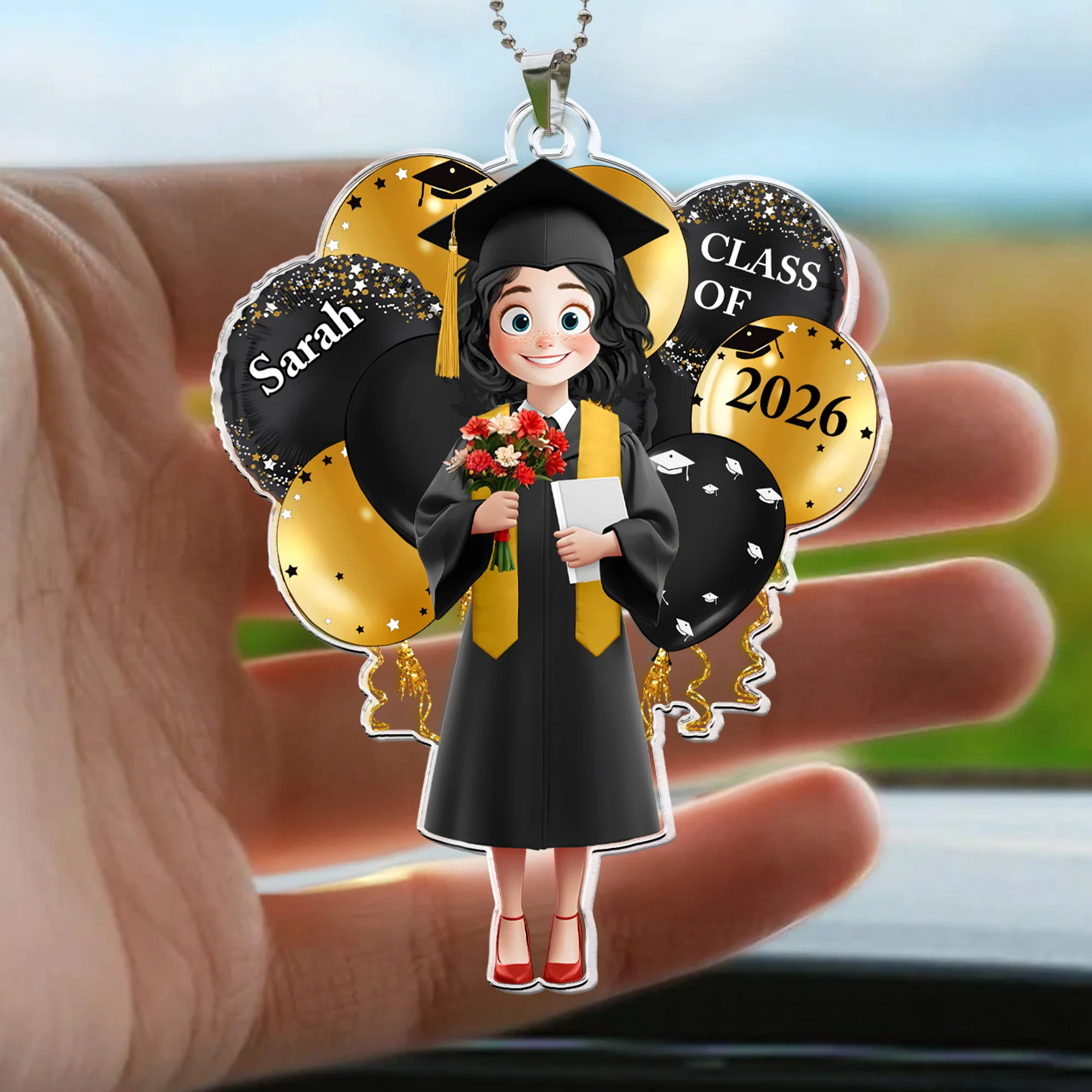 Graduation Celebration Car Ornament - Personalized Rear View Mirror Accessory - Image 3