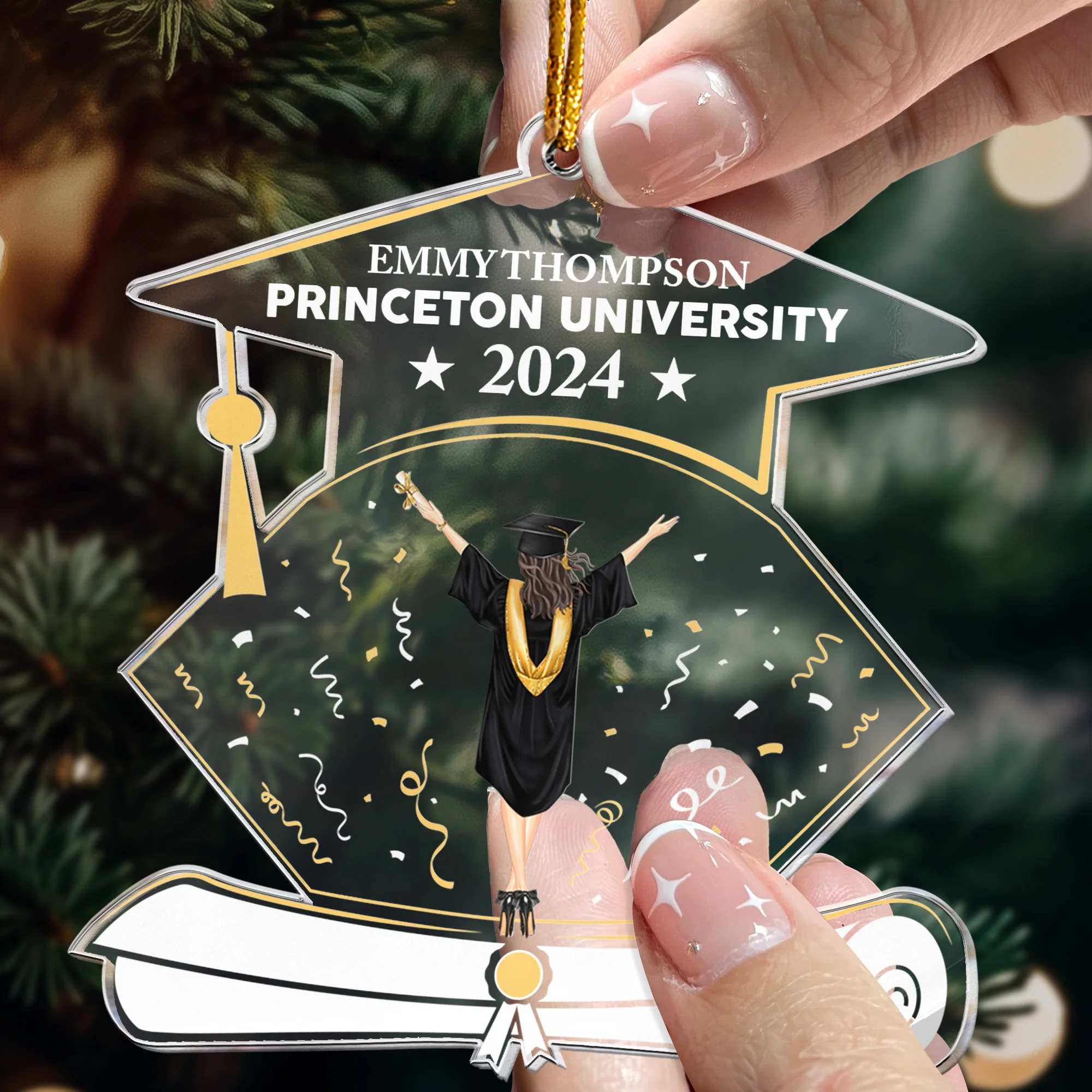 Graduation Christmas Cheer - Personalized Acrylic Ornament - Image 2