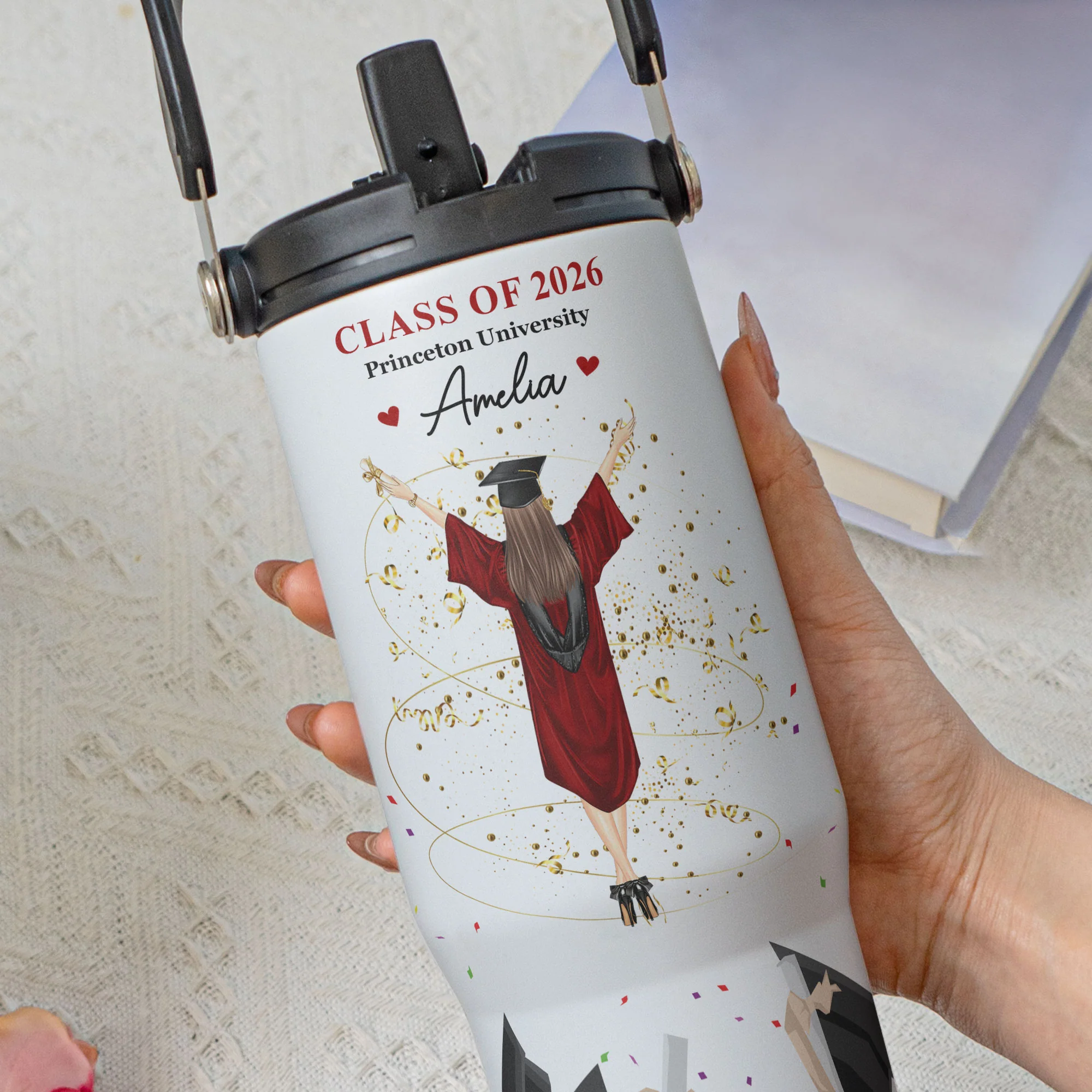 Graduation Congratulation Enjoy The Journey - Personalized 30oz Tumbler With Handle - Image 3