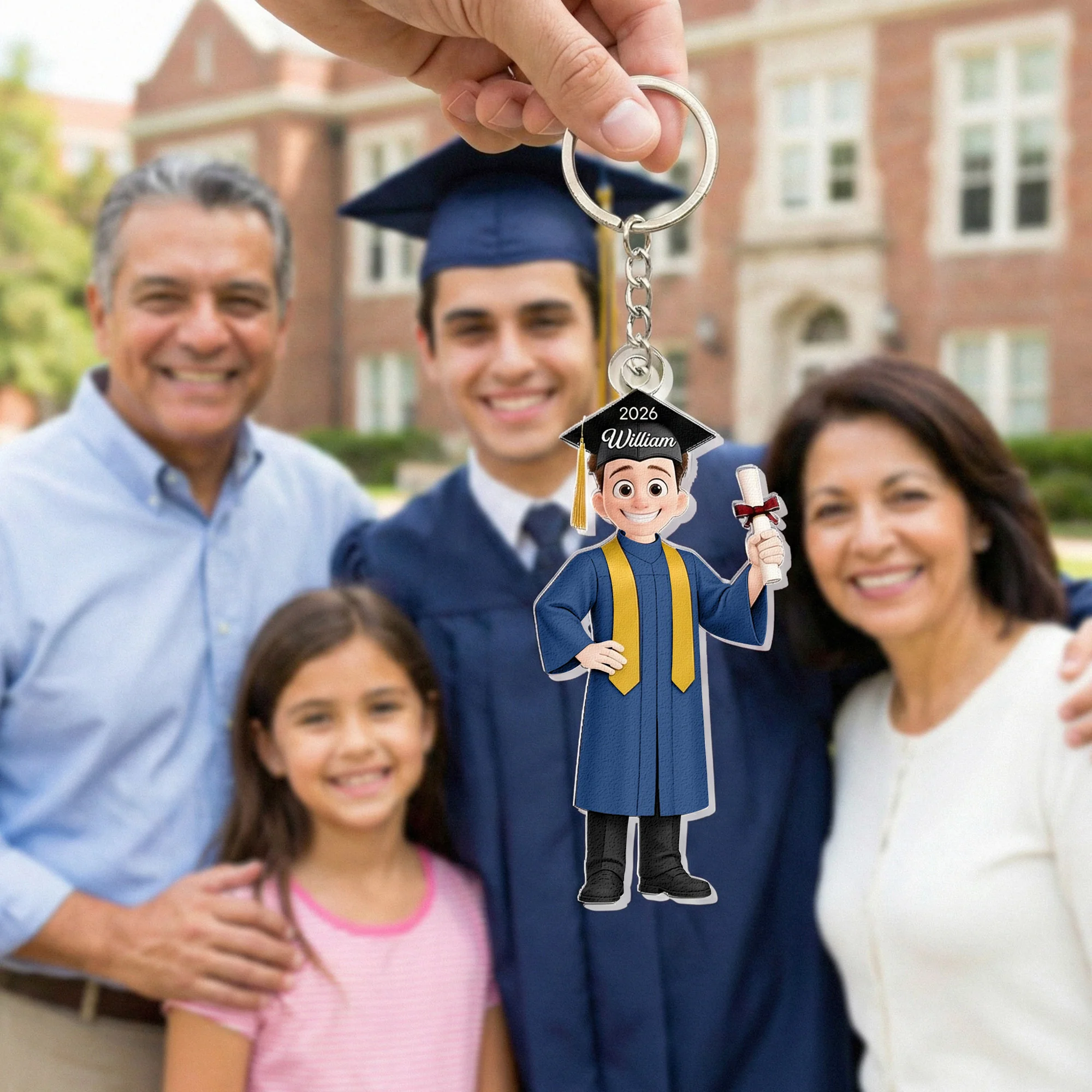 Graduation Cute Cartoon Gift For Him Her - Personalized Acrylic Keychain - Image 2