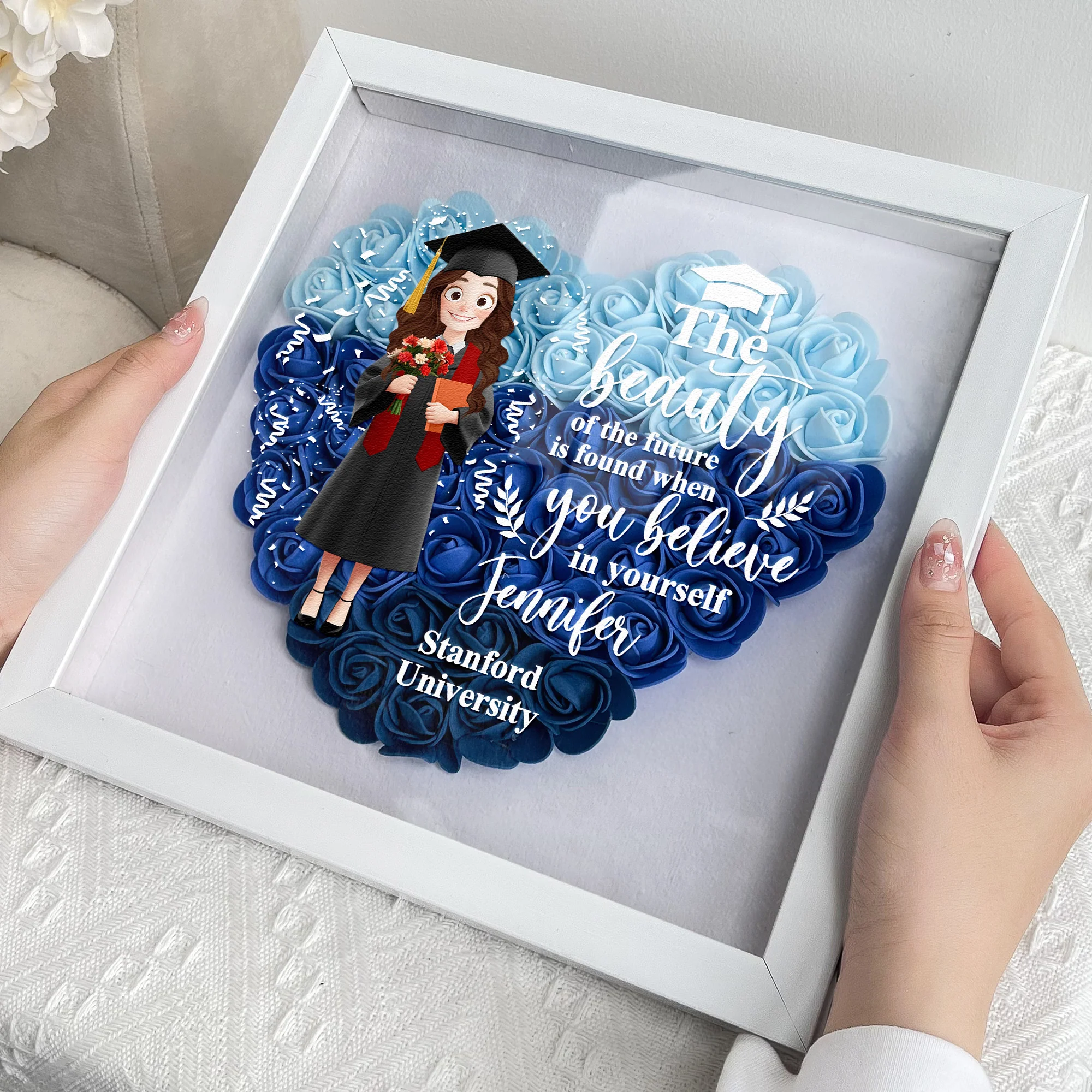 Graduation Flower When You Believe In Yourself - Personalized Flower Shadow Box - Image 4